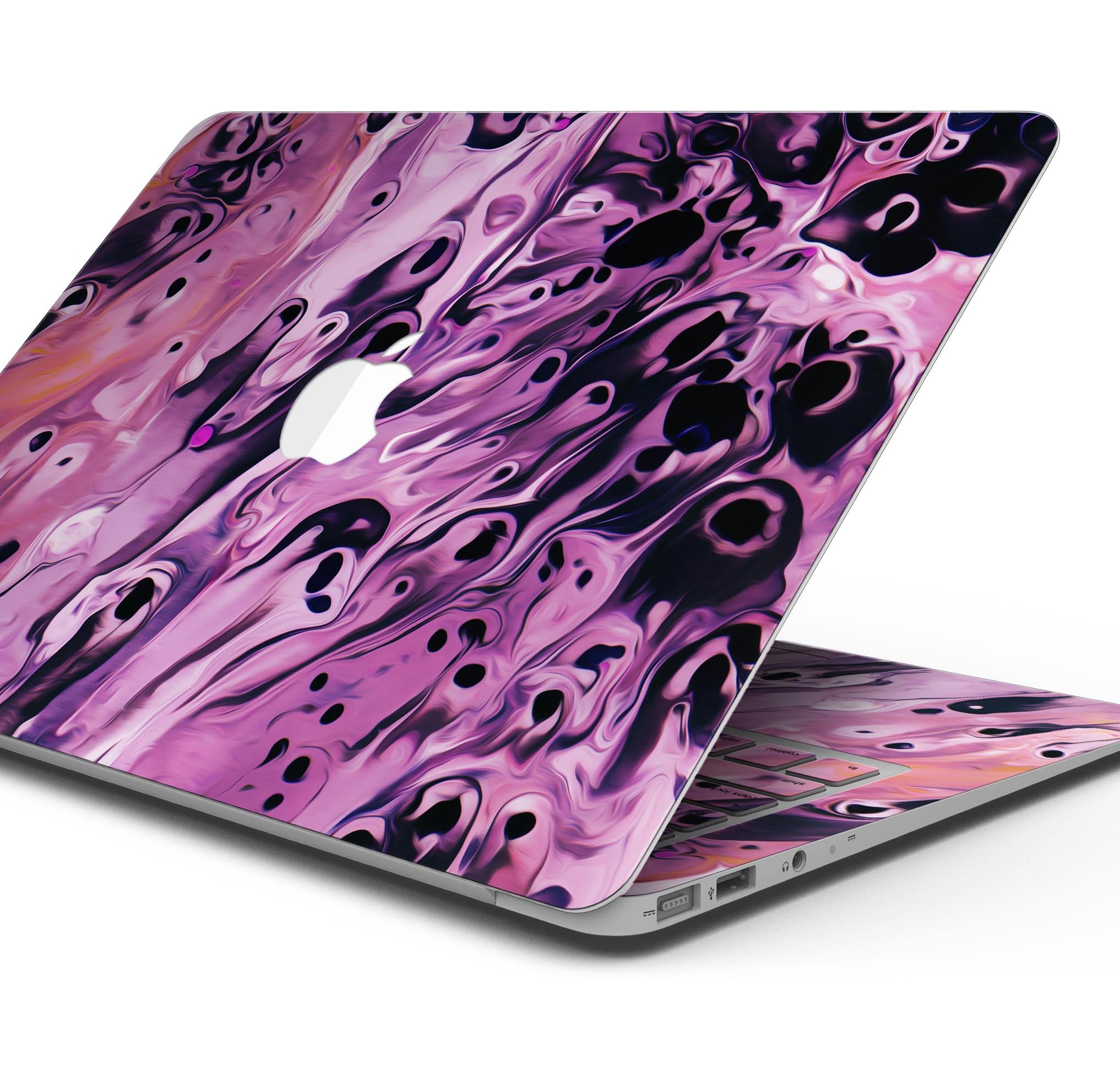 Blurred Abstract Flow V51 skin decal wrap kit for Apple MacBook, showcasing vibrant abstract design and premium vinyl material.