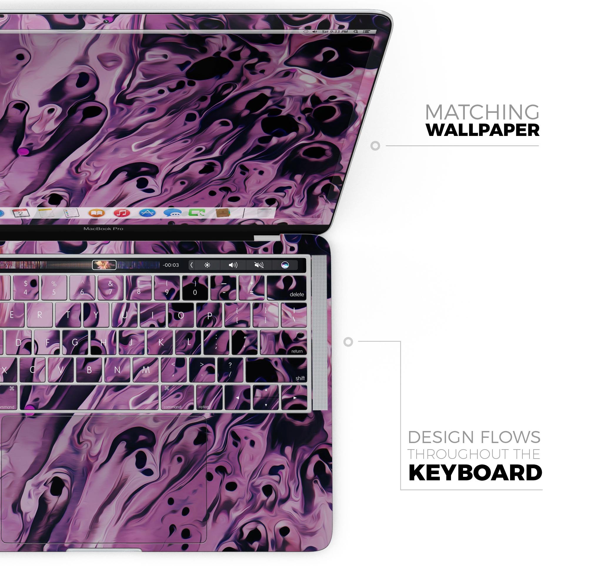 Blurred Abstract Flow V51 skin decal wrap kit for Apple MacBook, showcasing vibrant abstract design and premium vinyl material.