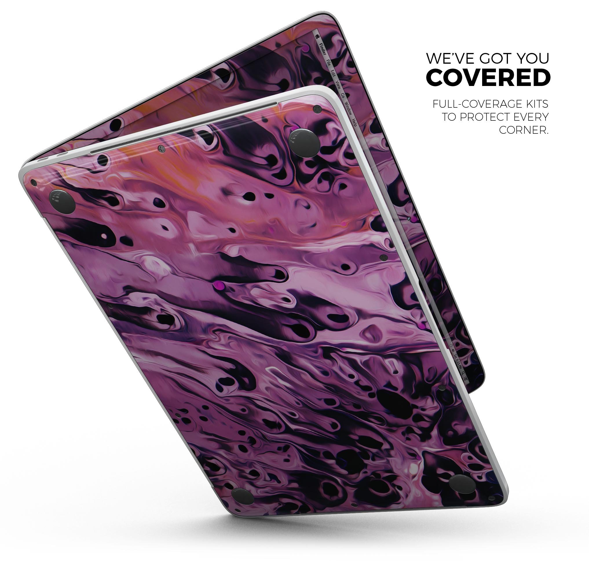 Blurred Abstract Flow V51 skin decal wrap kit for Apple MacBook, showcasing vibrant abstract design and premium vinyl material.