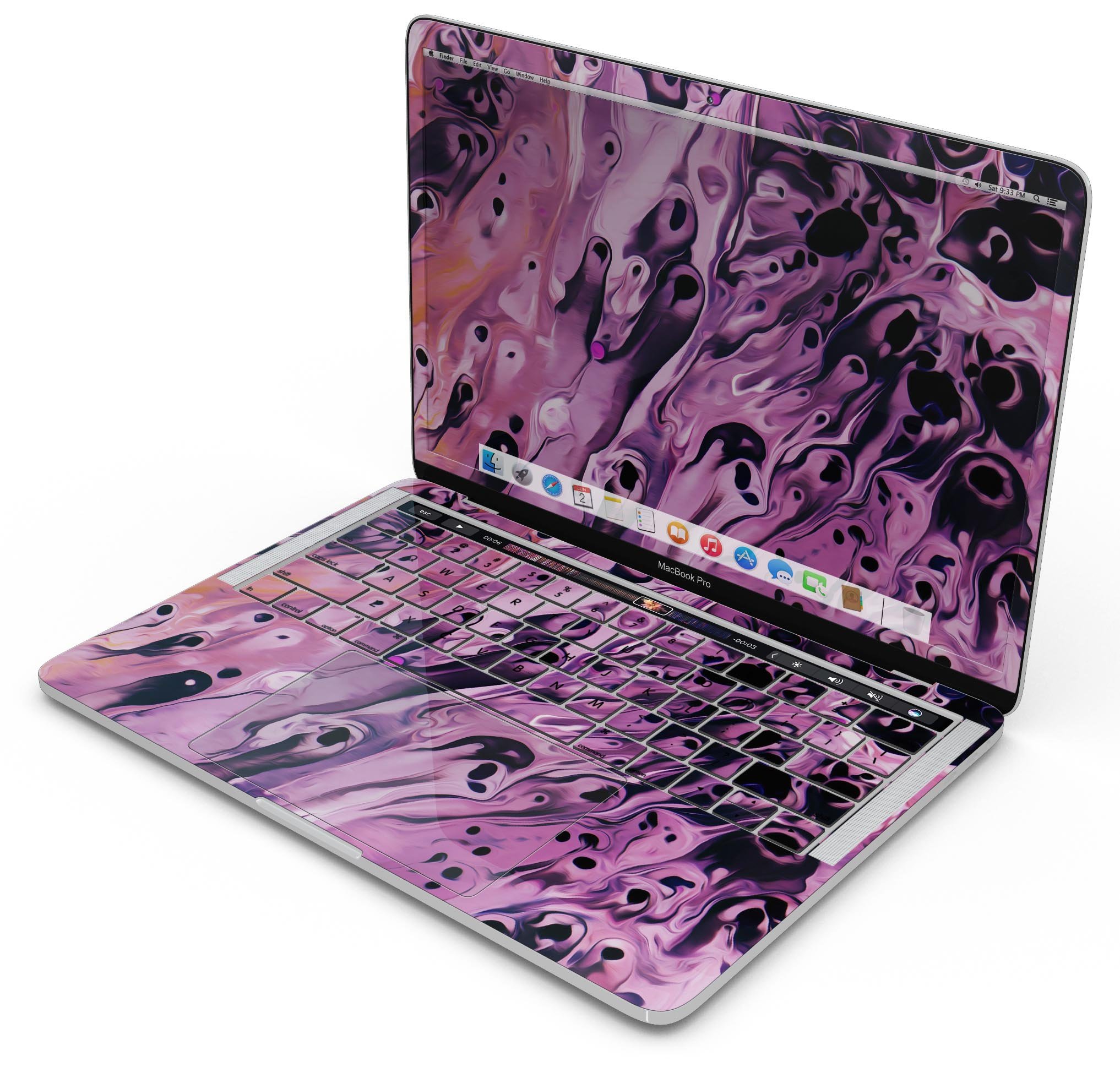 Blurred Abstract Flow V51 skin decal wrap kit for Apple MacBook, showcasing vibrant abstract design and premium vinyl material.