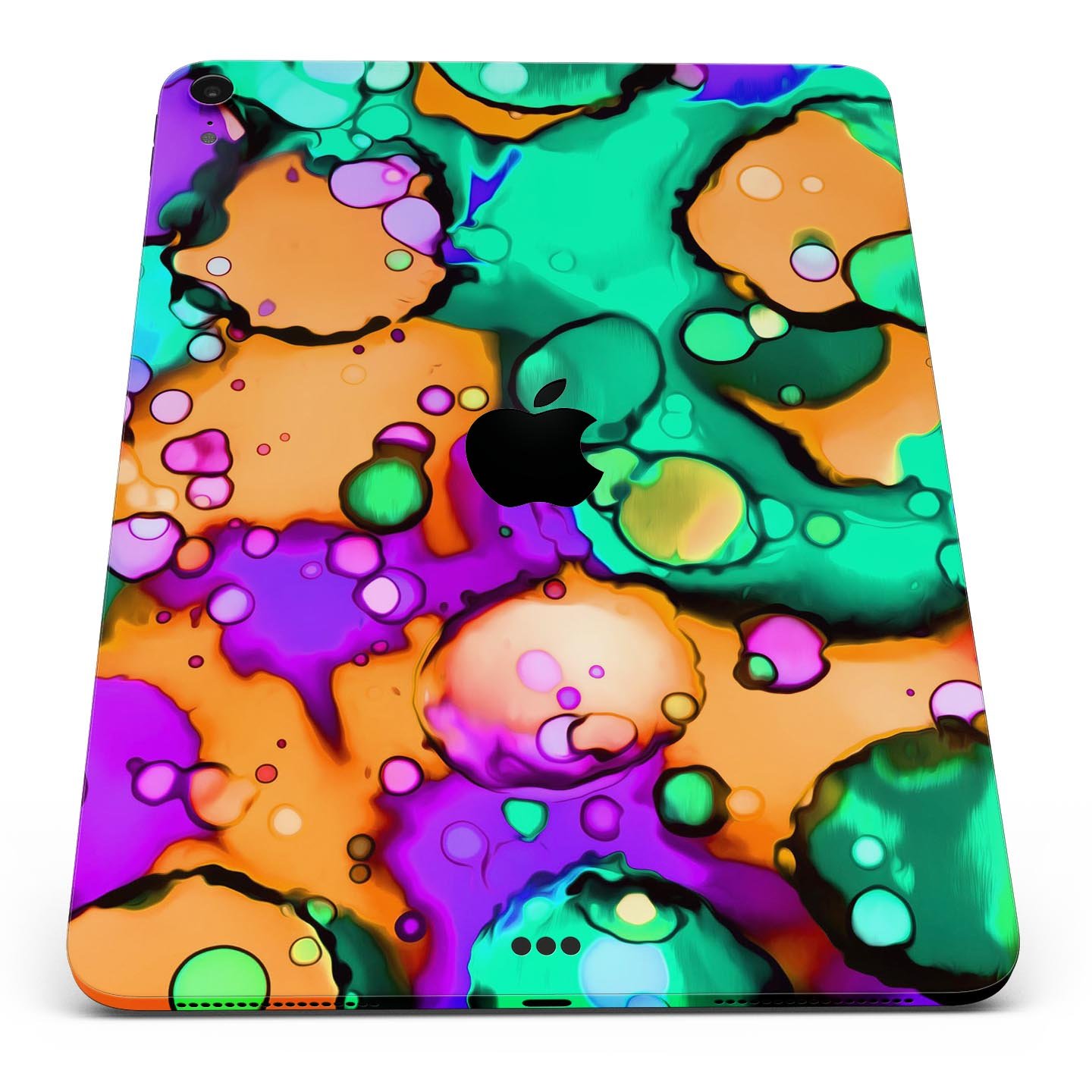 Blurred Abstract Flow V52 skin decal for Apple iPad, showcasing a vibrant abstract design with a smooth finish.