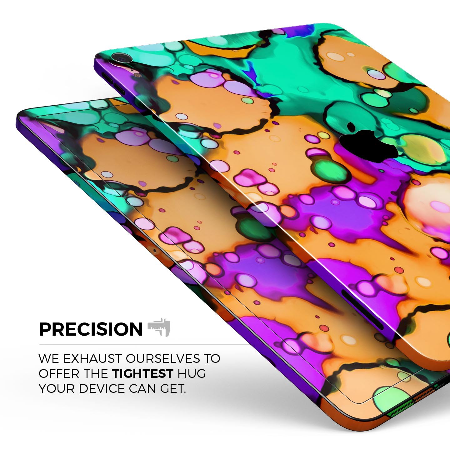 Blurred Abstract Flow V52 skin decal for Apple iPad, showcasing a vibrant abstract design with a smooth finish.