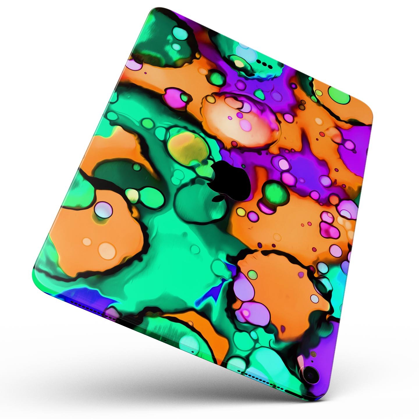 Blurred Abstract Flow V52 skin decal for Apple iPad, showcasing a vibrant abstract design with a smooth finish.