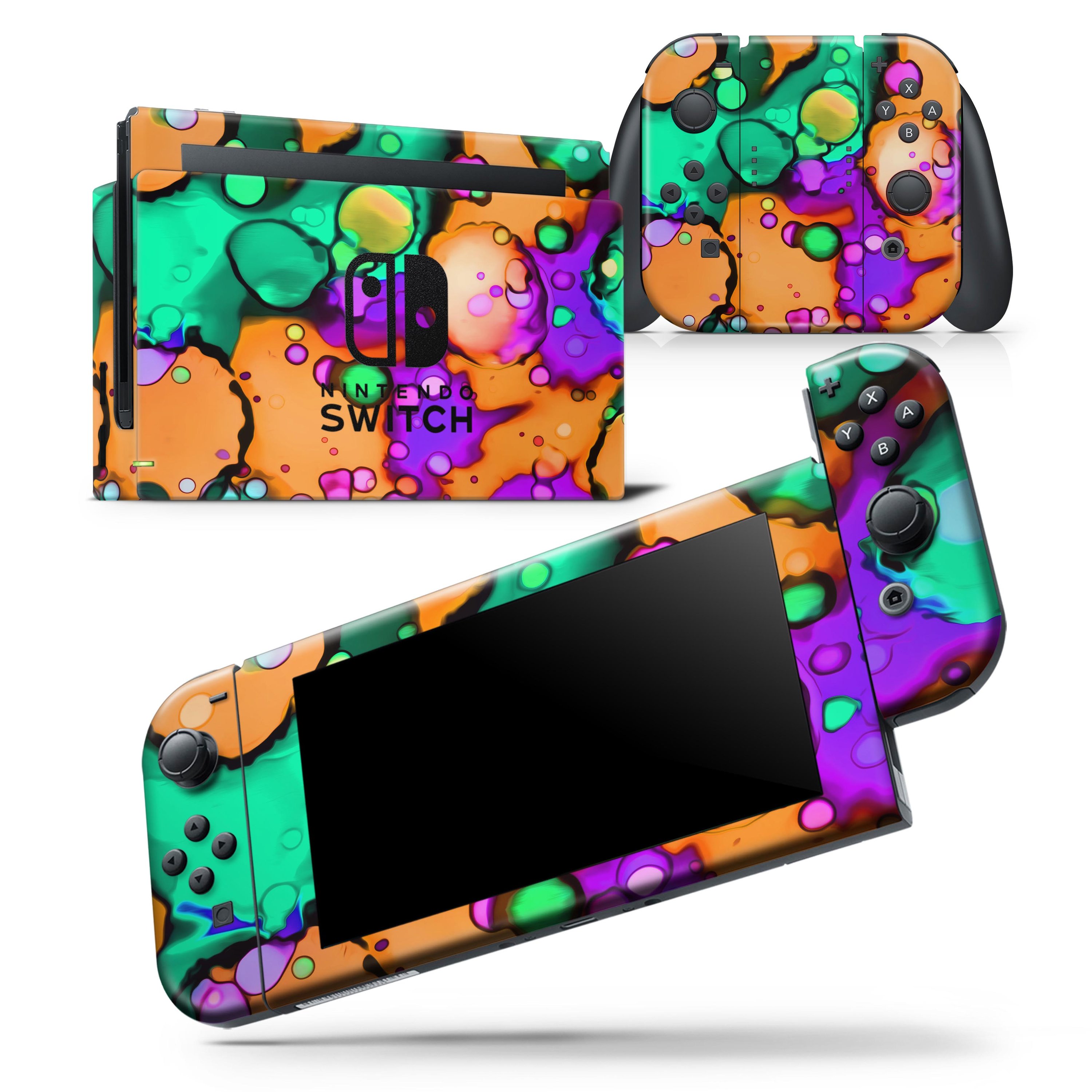 Blurred Abstract Flow V52 skin wrap decal for Nintendo Switch Lite, showcasing vibrant colors and a unique design.