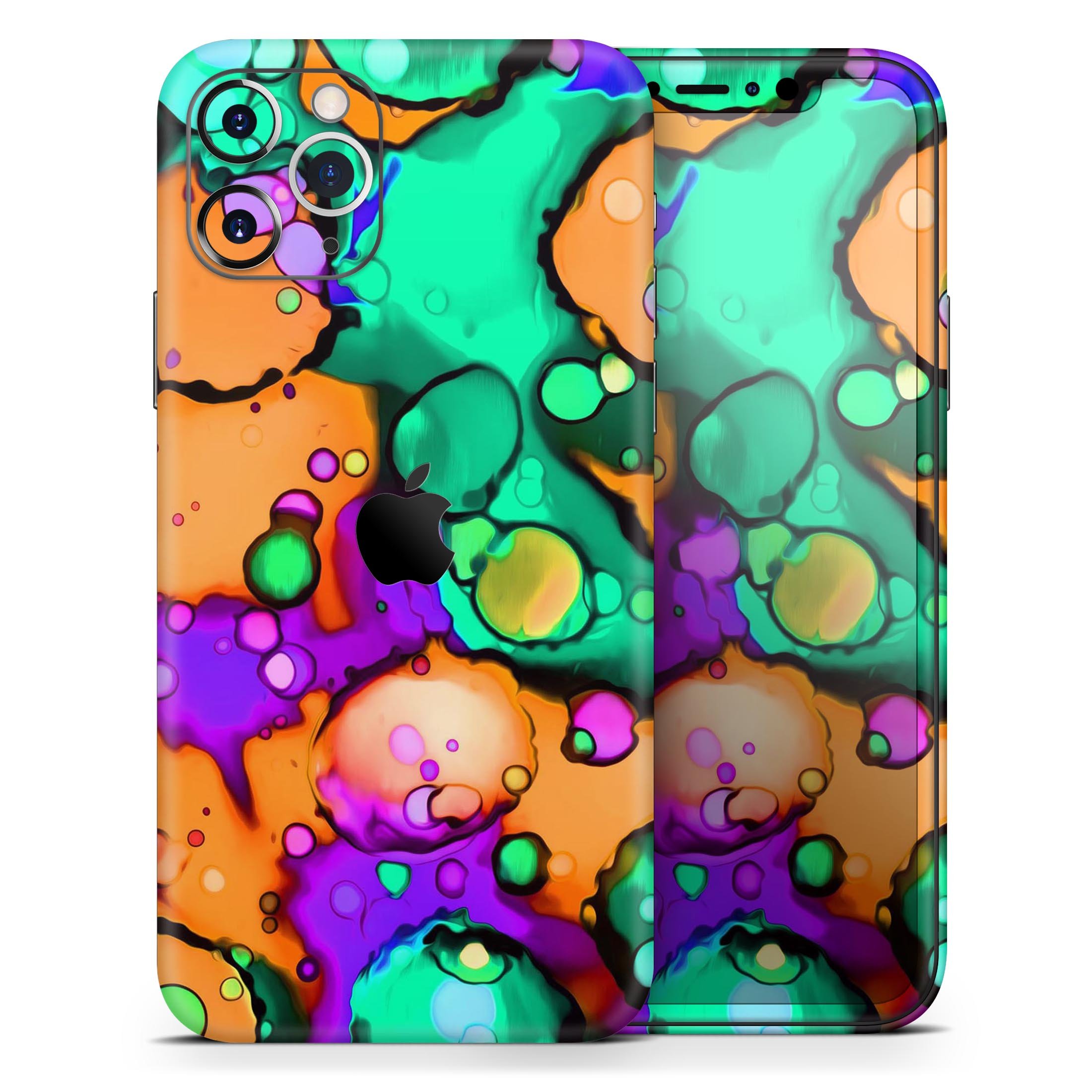 Blurred Abstract Flow V52 Skin-Kit for Apple iPhone, showcasing vibrant abstract design and premium vinyl material.