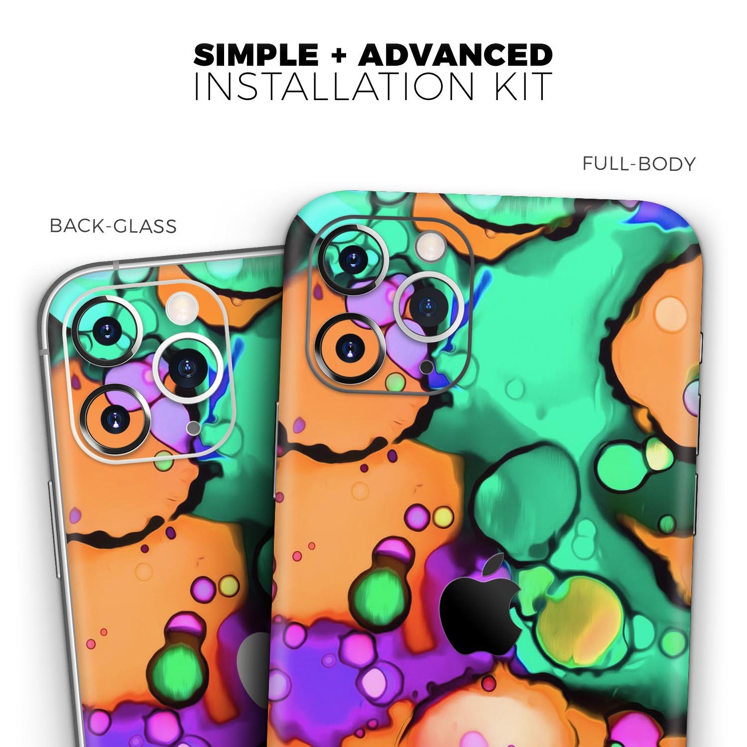 Blurred Abstract Flow V52 Skin-Kit for Apple iPhone, showcasing vibrant abstract design and premium vinyl material.