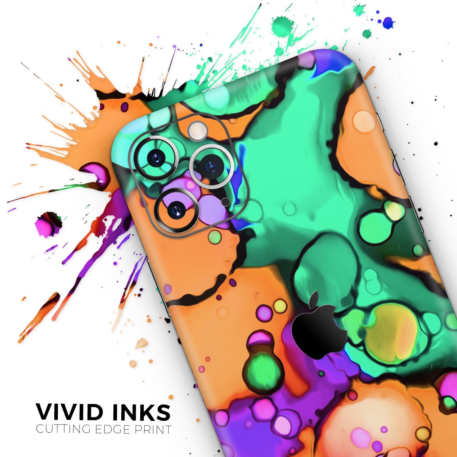 Blurred Abstract Flow V52 Skin-Kit for Apple iPhone, showcasing vibrant abstract design and premium vinyl material.