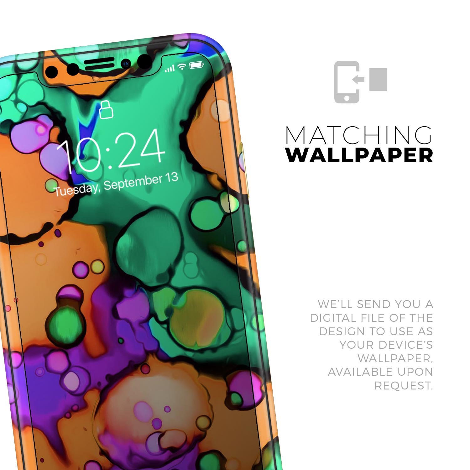 Blurred Abstract Flow V52 Skin-Kit for Apple iPhone, showcasing vibrant abstract design and premium vinyl material.