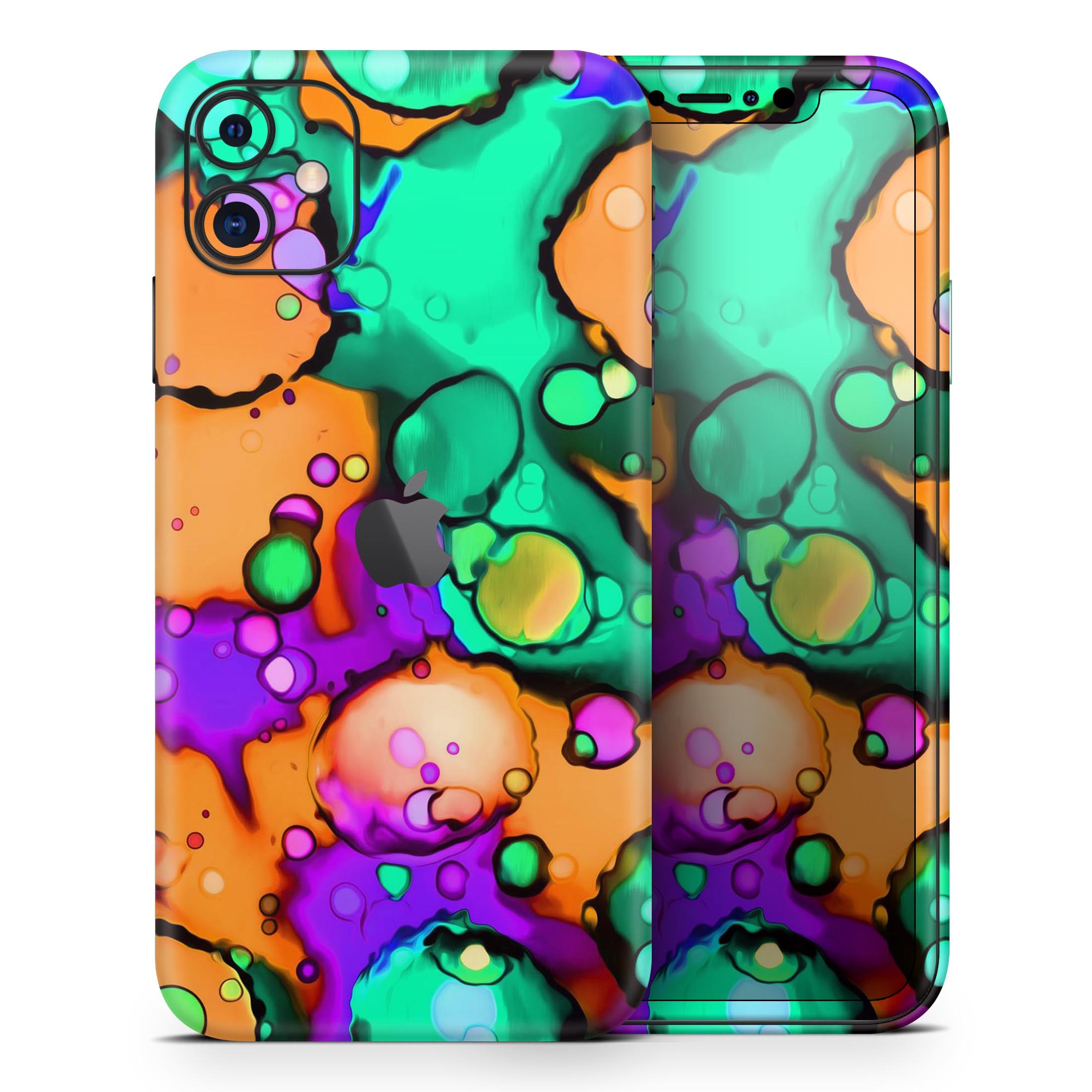 Blurred Abstract Flow V52 Skin-Kit for Apple iPhone, showcasing vibrant abstract design and premium vinyl material.