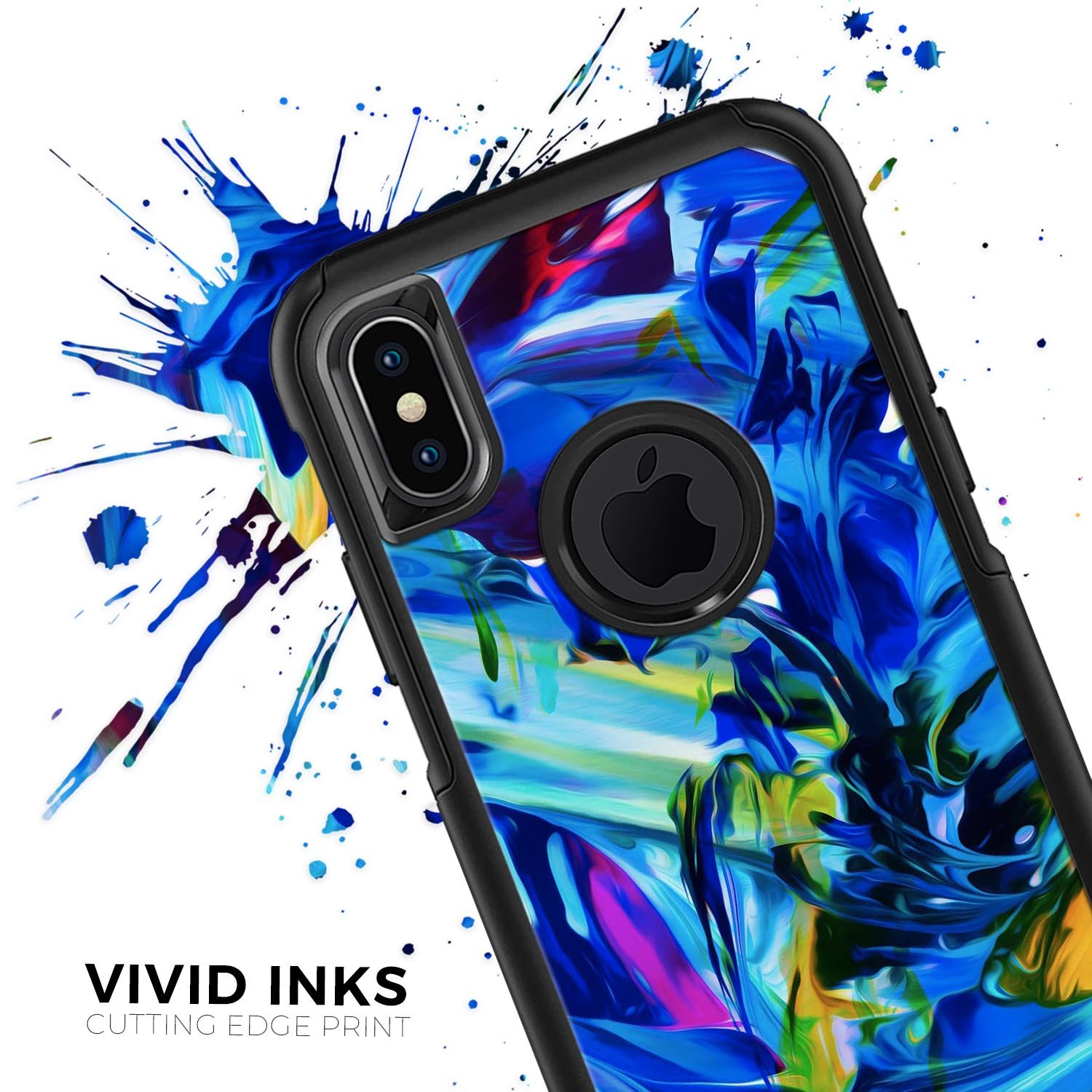 Blurred Abstract Flow V53 Skin Kit designed for iPhone OtterBox cases, showcasing vibrant abstract design and premium quality materials.