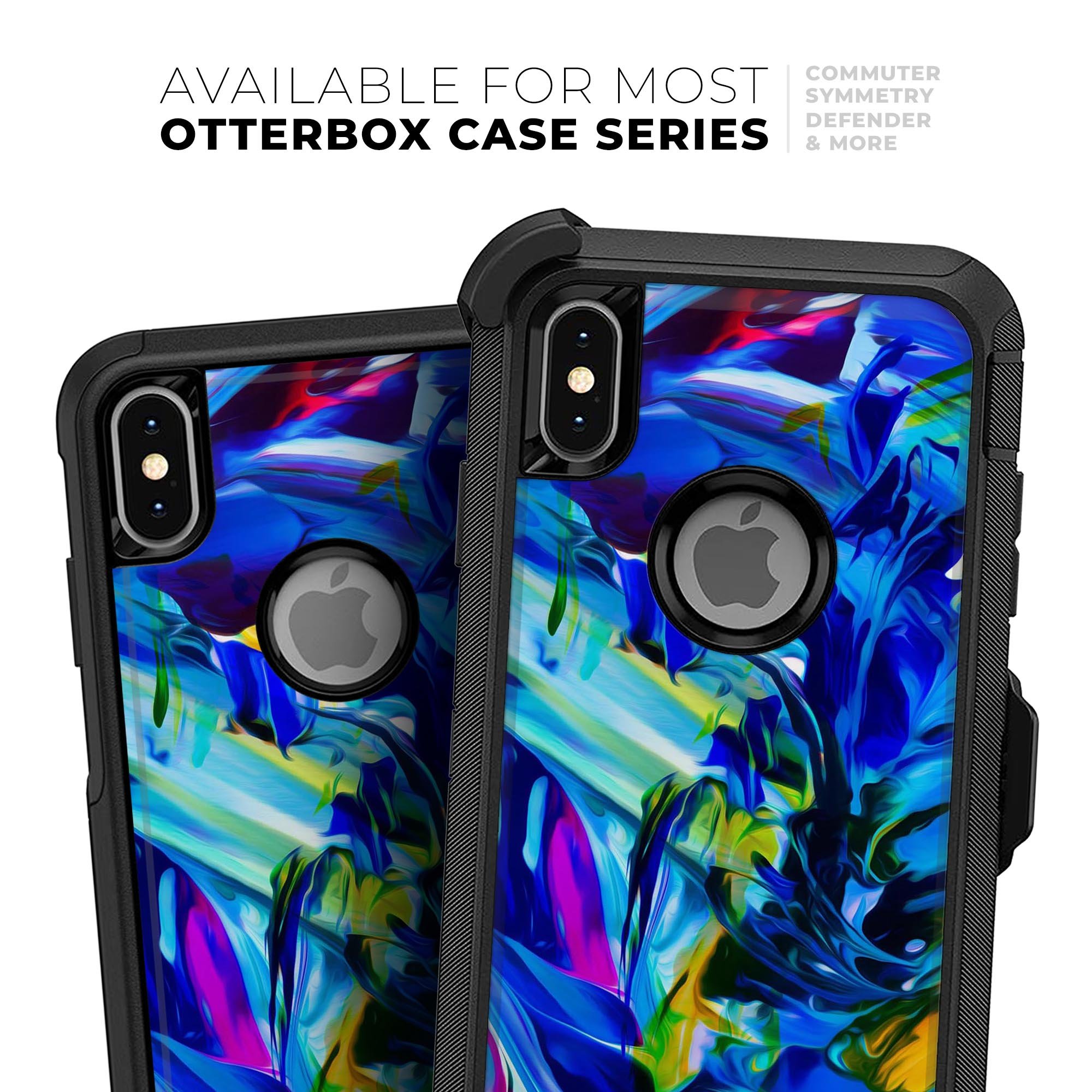 Blurred Abstract Flow V53 Skin Kit designed for iPhone OtterBox cases, showcasing vibrant abstract design and premium quality materials.