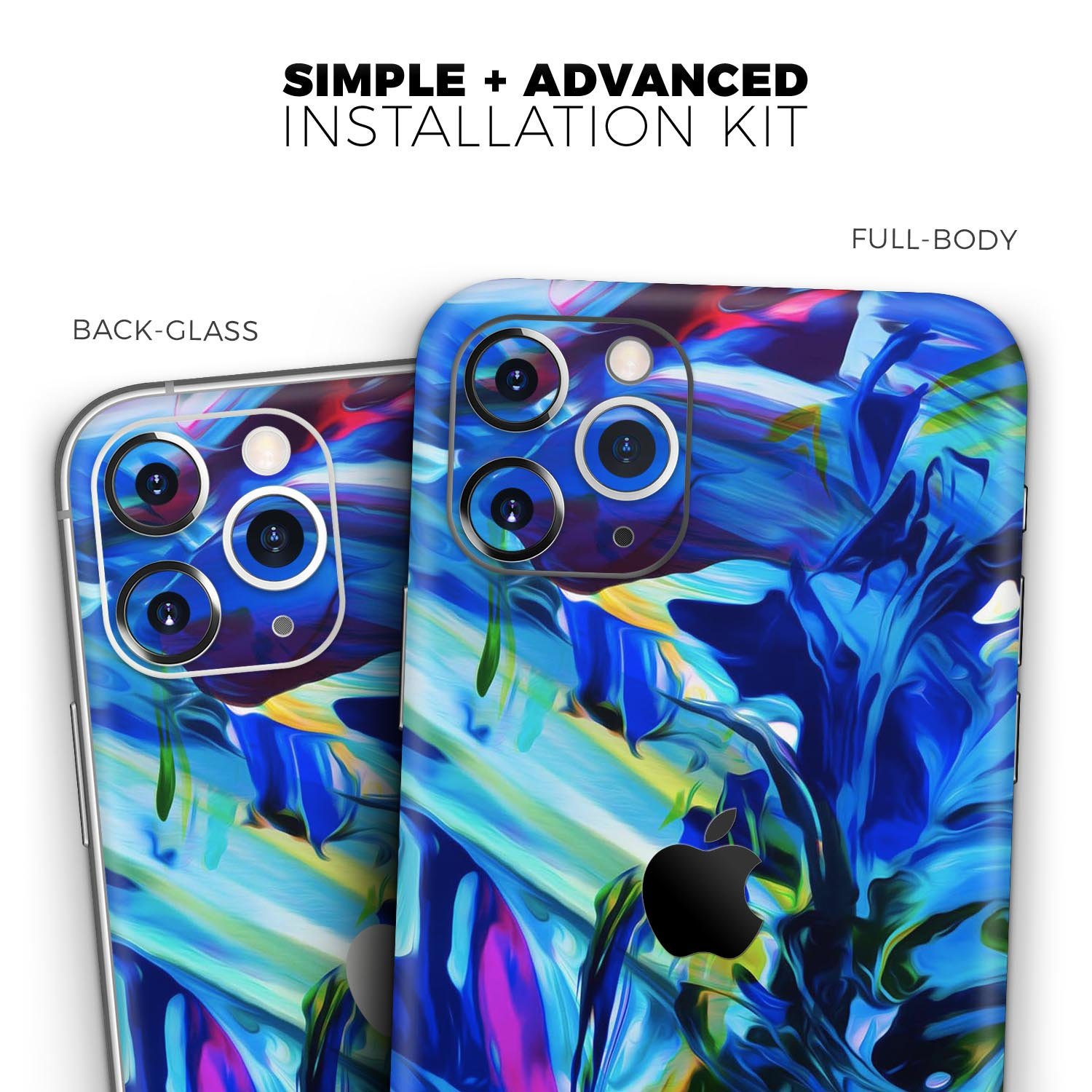 Blurred Abstract Flow V53 skin for Apple iPhone, showcasing vibrant colors and a sleek design.