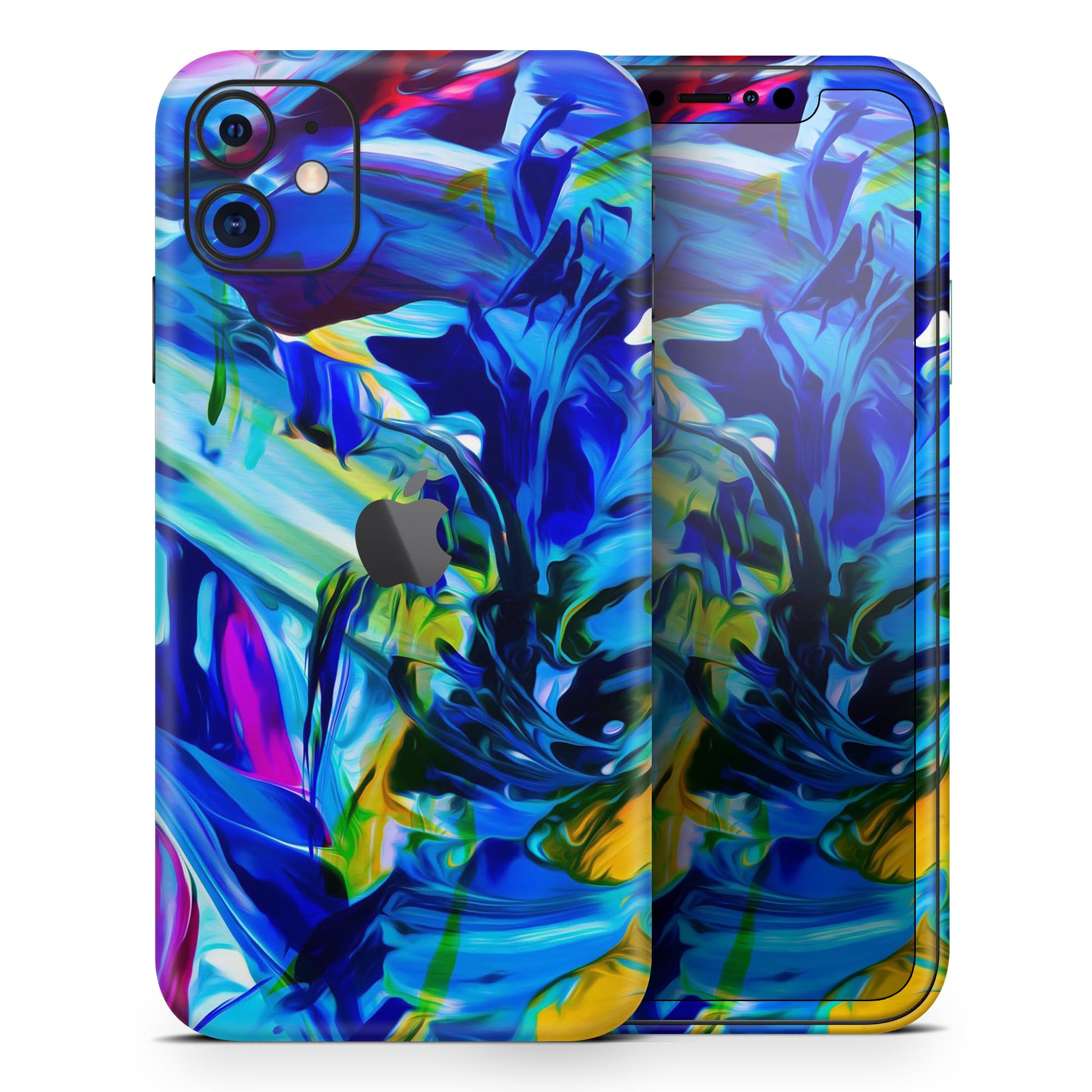 Blurred Abstract Flow V53 skin for Apple iPhone, showcasing vibrant colors and a sleek design.