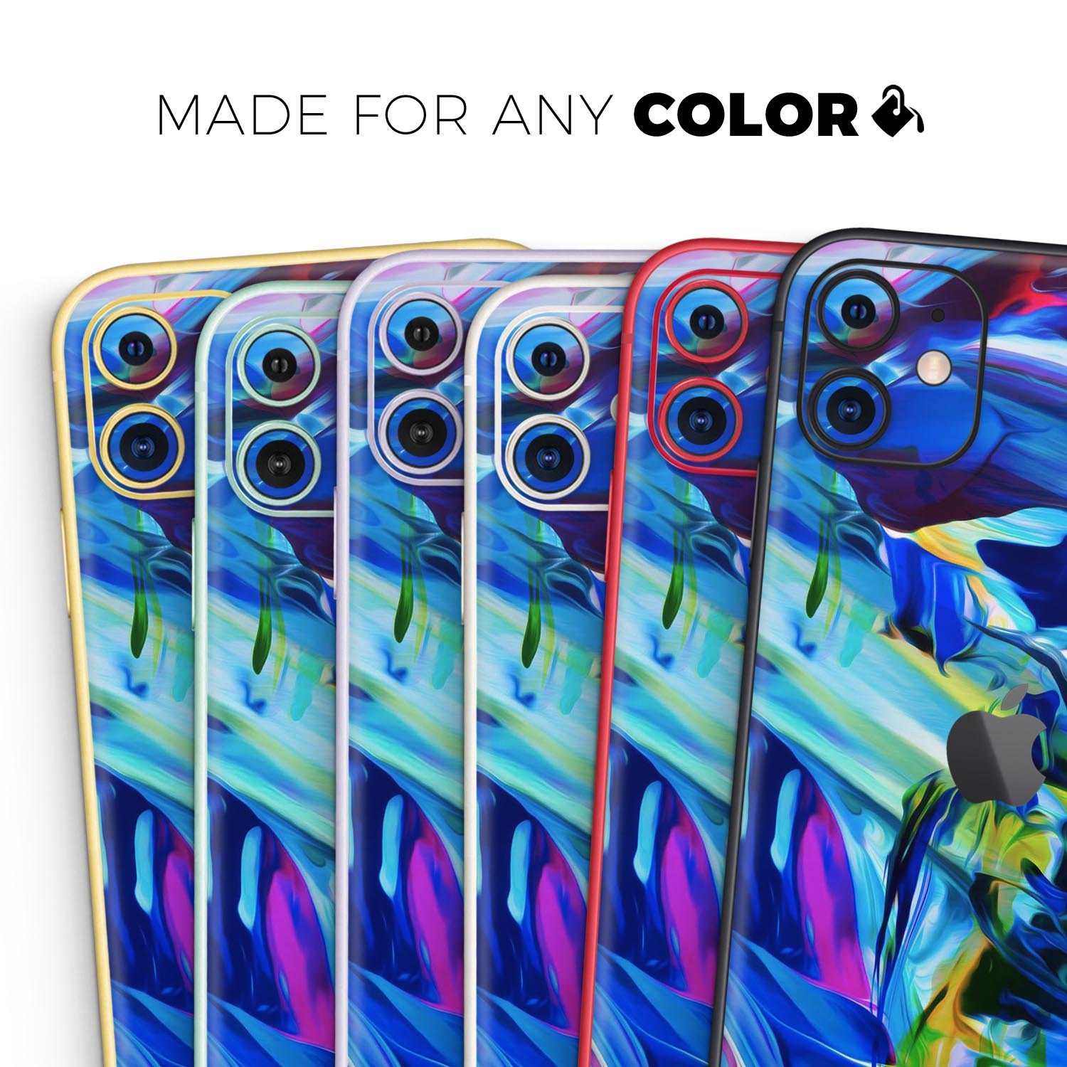 Blurred Abstract Flow V53 skin for Apple iPhone, showcasing vibrant colors and a sleek design.