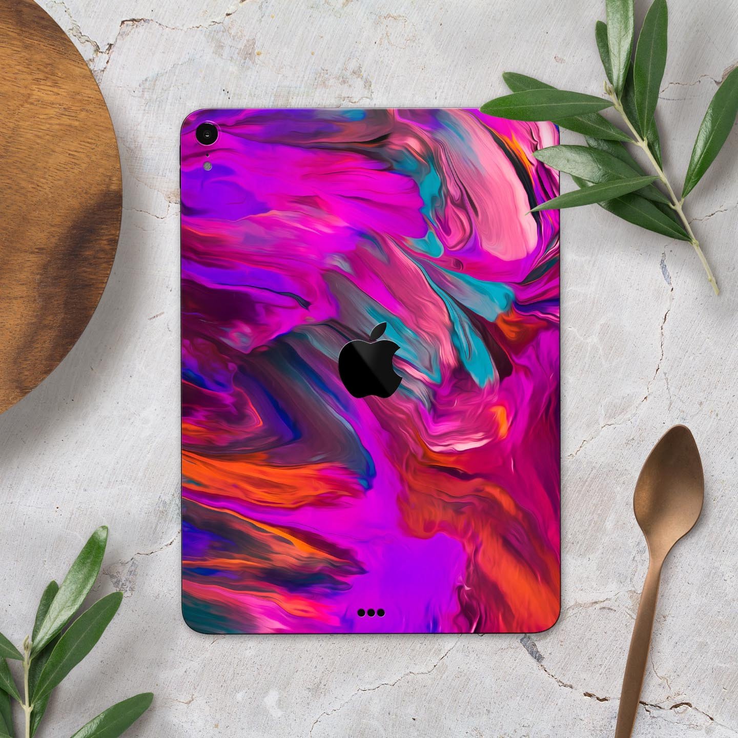 Blurred Abstract Flow V56 skin decal for Apple iPad, showcasing a vibrant abstract design with a smooth finish.