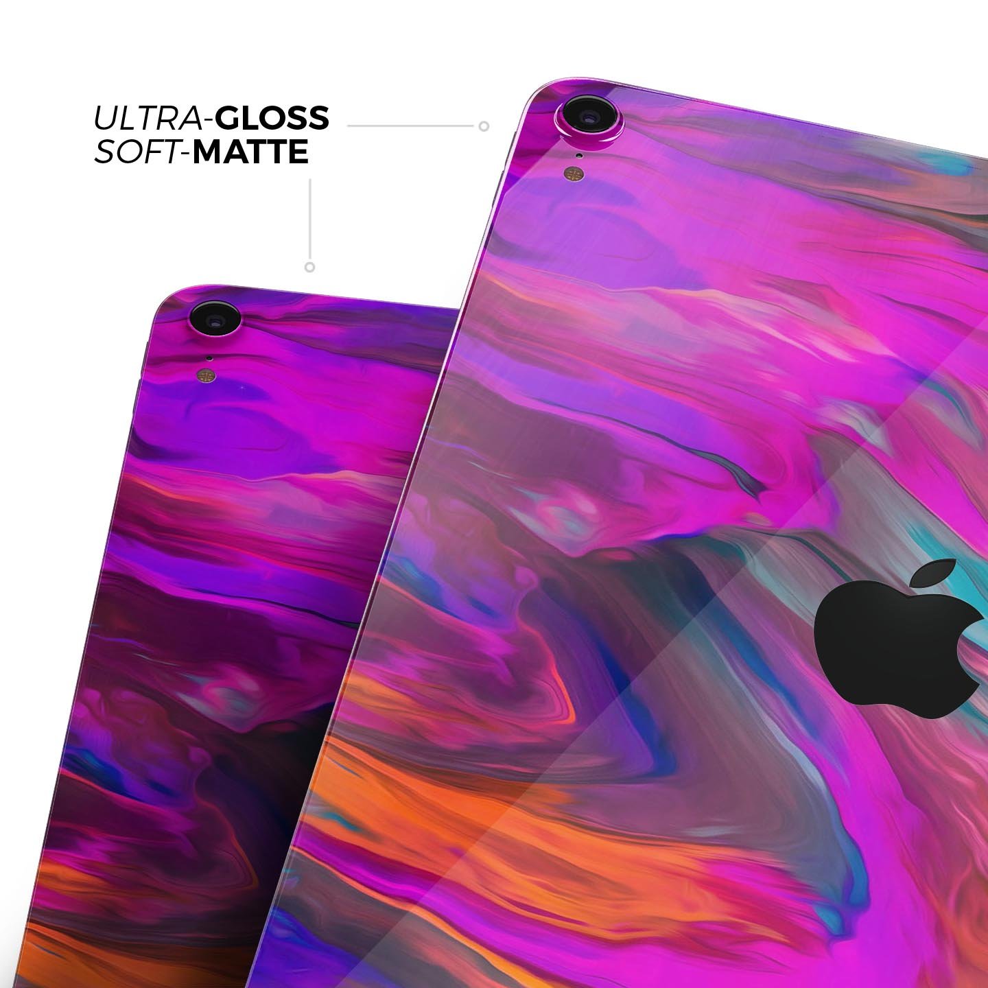 Blurred Abstract Flow V56 skin decal for Apple iPad, showcasing a vibrant abstract design with a smooth finish.