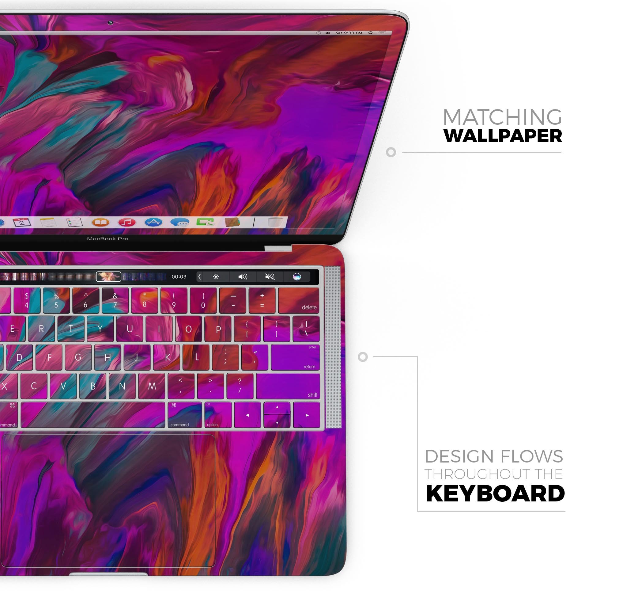 Blurred Abstract Flow V56 skin decal wrap kit for Apple MacBook, showcasing a stylish design and premium vinyl material.