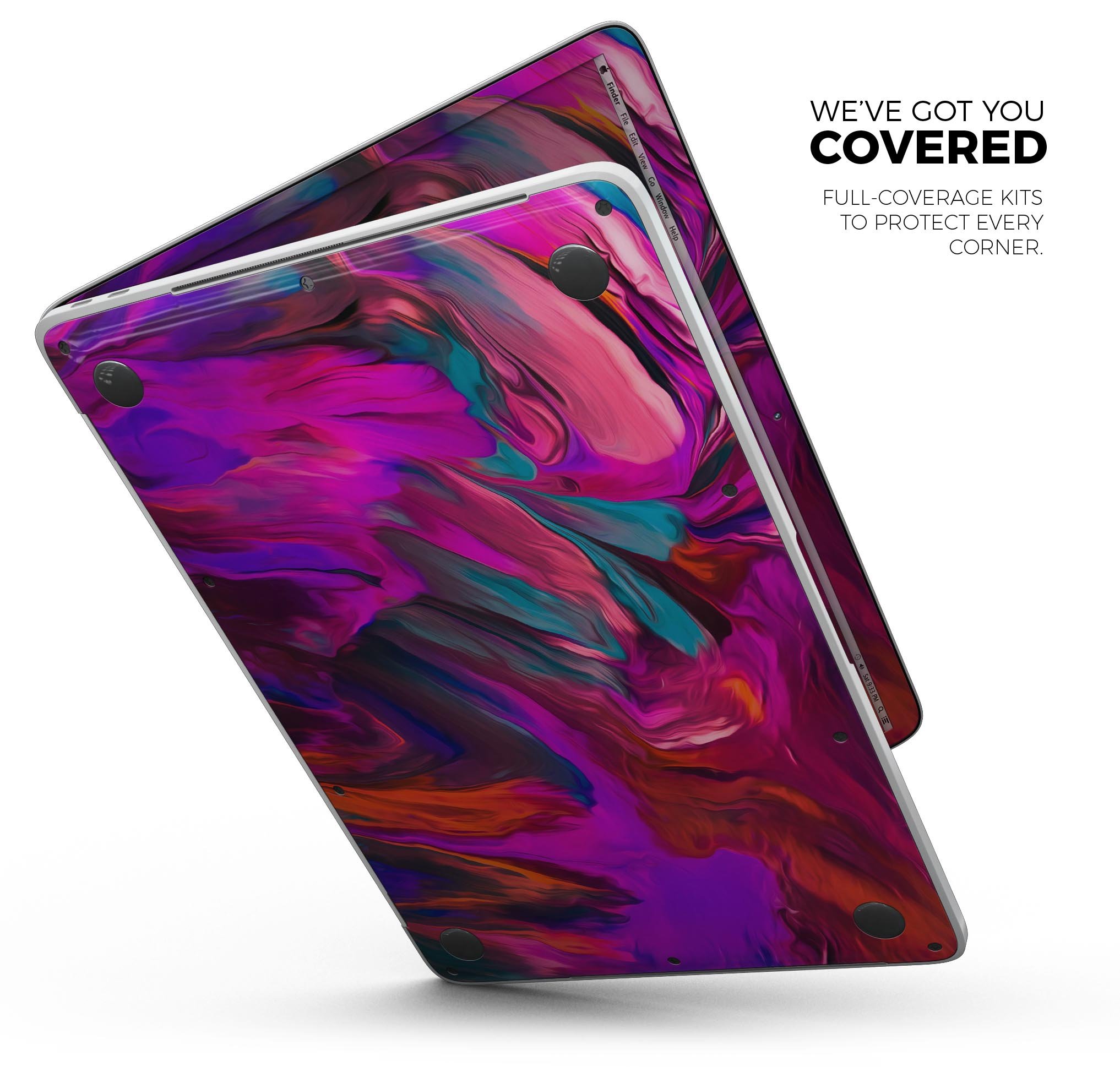 Blurred Abstract Flow V56 skin decal wrap kit for Apple MacBook, showcasing a stylish design and premium vinyl material.