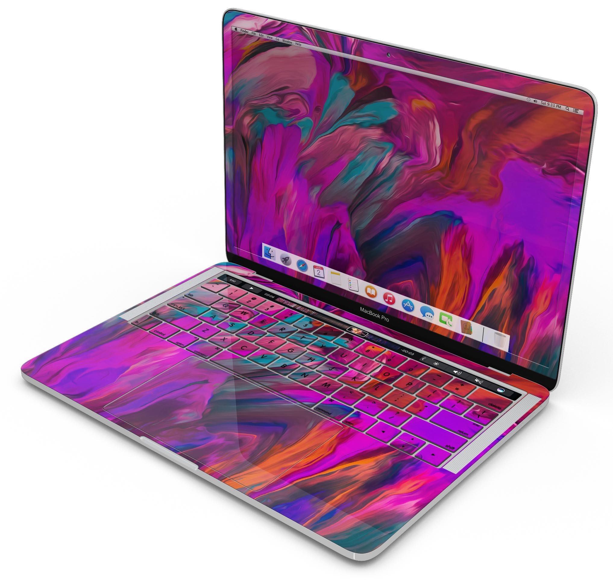 Blurred Abstract Flow V56 skin decal wrap kit for Apple MacBook, showcasing a stylish design and premium vinyl material.