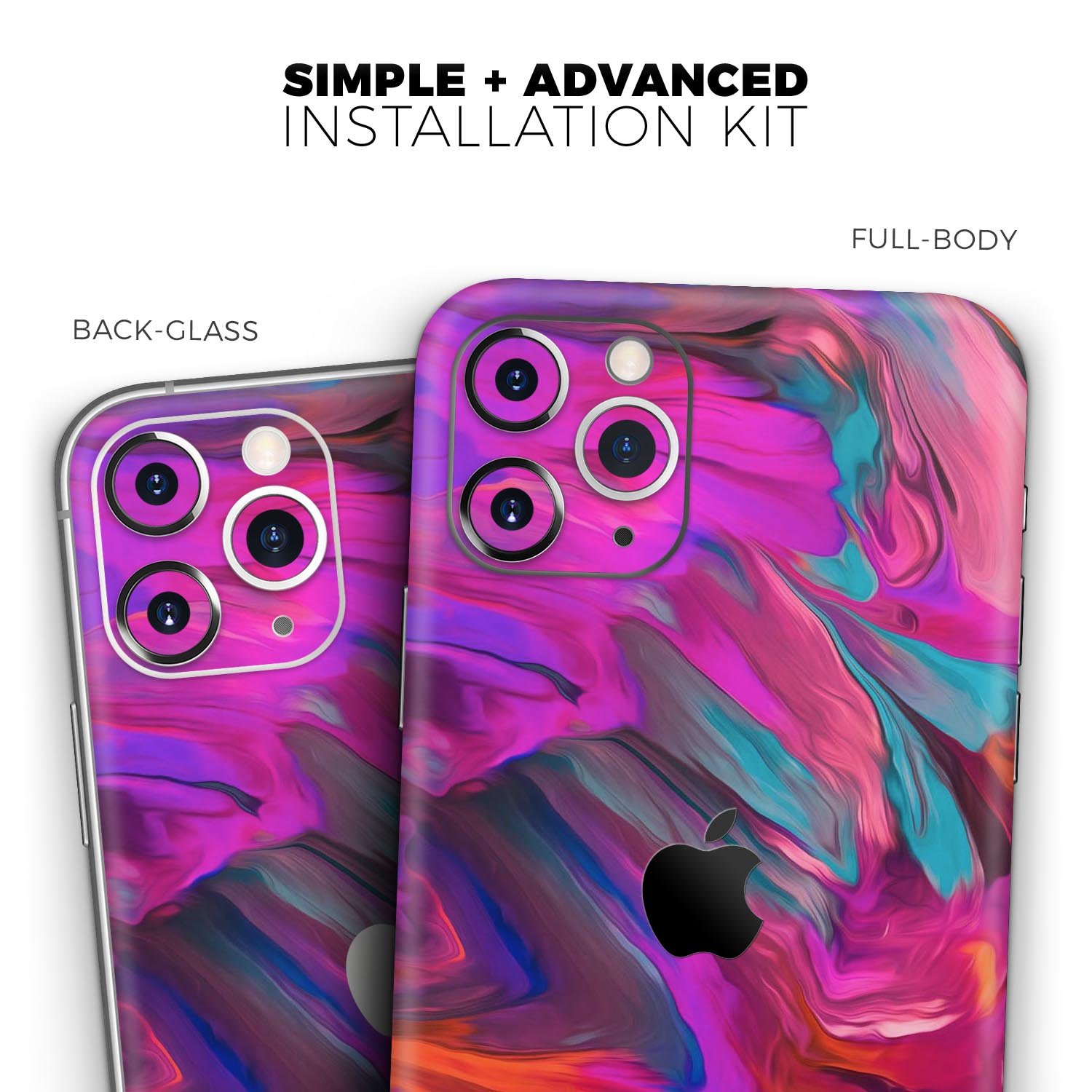 Blurred Abstract Flow V56 Skin-Kit for Apple iPhone, showcasing a vibrant abstract design with a premium vinyl finish.