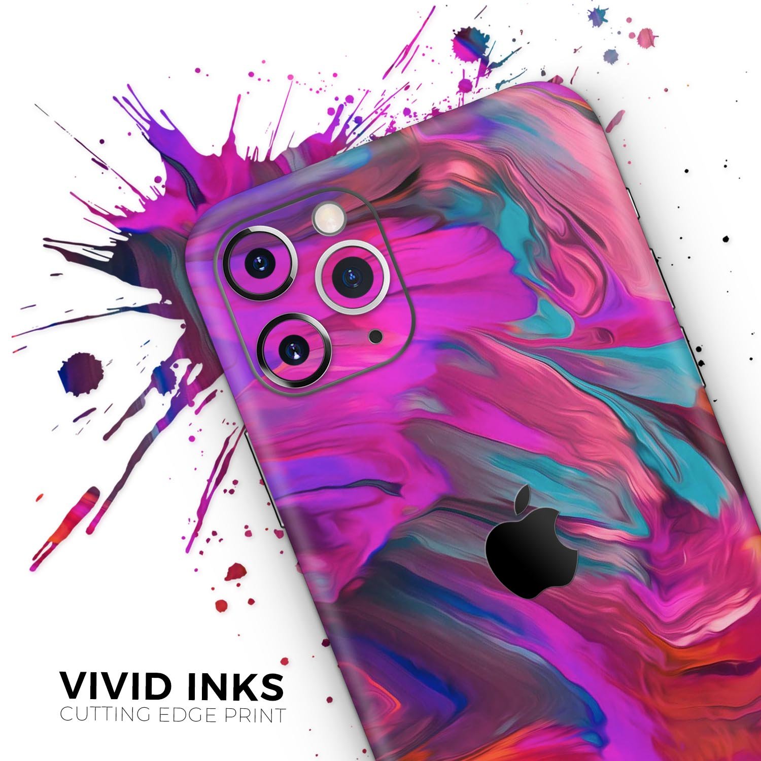 Blurred Abstract Flow V56 Skin-Kit for Apple iPhone, showcasing a vibrant abstract design with a premium vinyl finish.