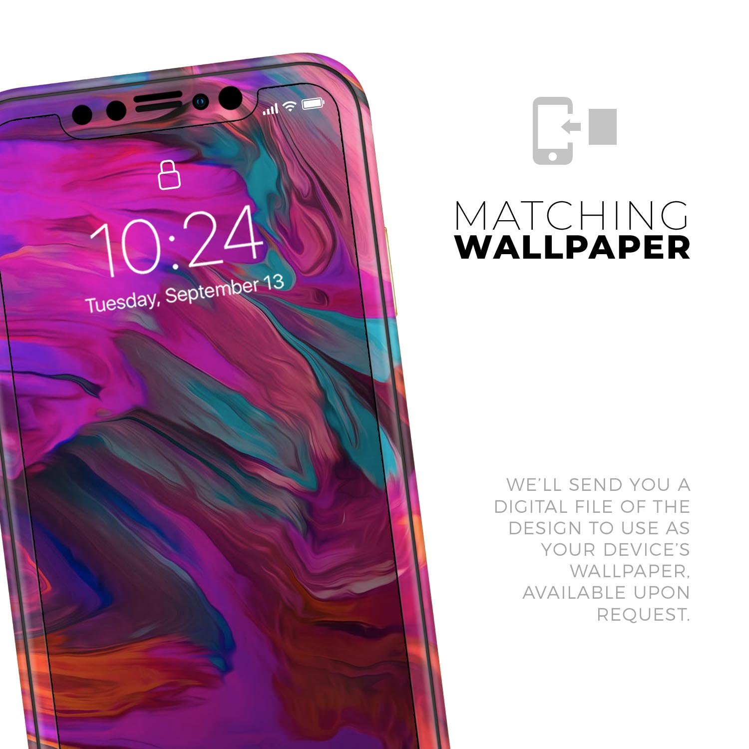 Blurred Abstract Flow V56 Skin-Kit for Apple iPhone, showcasing a vibrant abstract design with a premium vinyl finish.