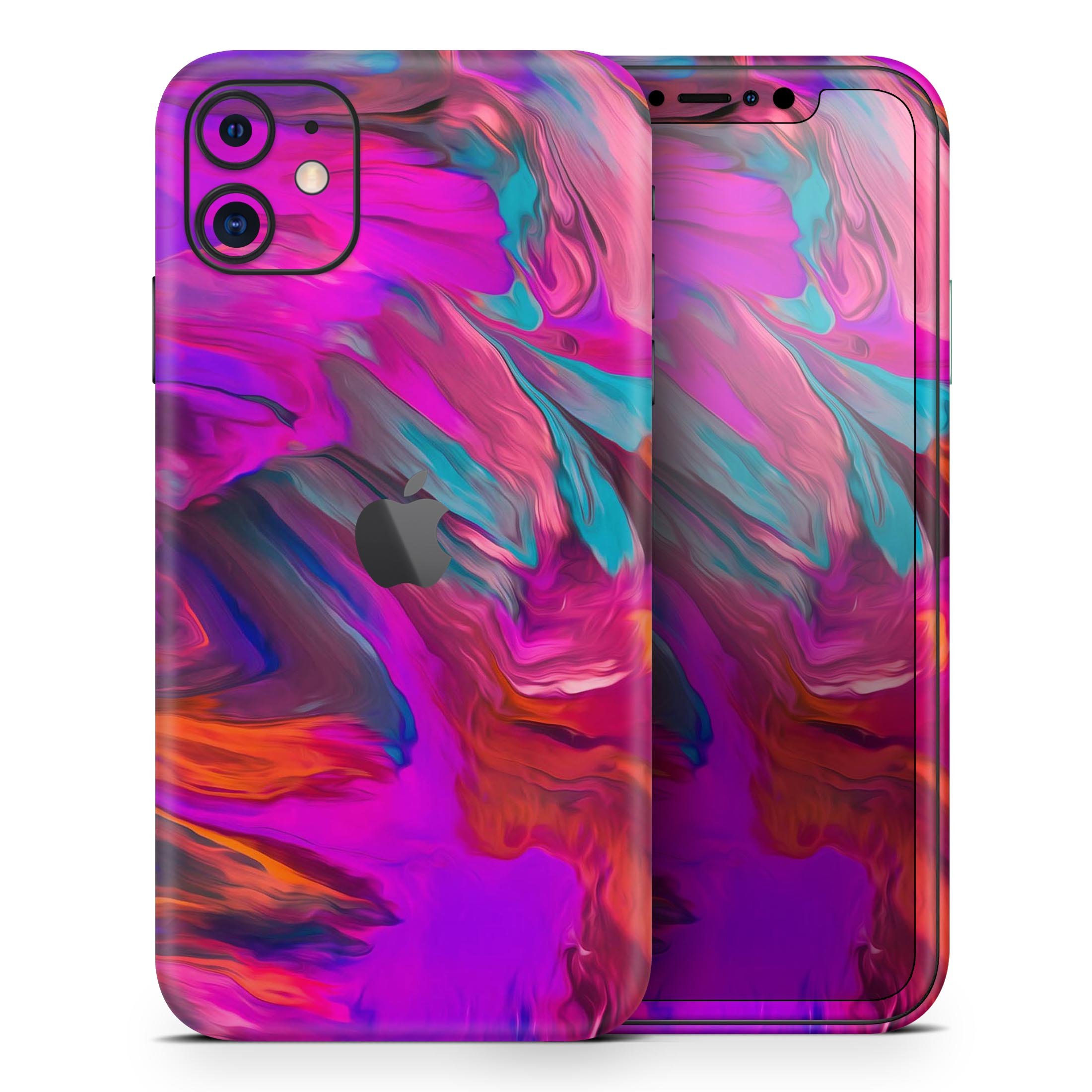 Blurred Abstract Flow V56 Skin-Kit for Apple iPhone, showcasing a vibrant abstract design with a premium vinyl finish.