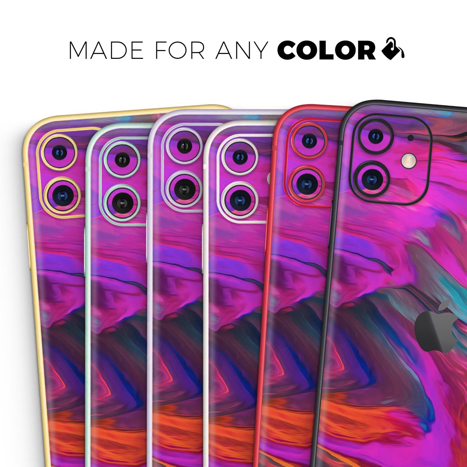 Blurred Abstract Flow V56 Skin-Kit for Apple iPhone, showcasing a vibrant abstract design with a premium vinyl finish.