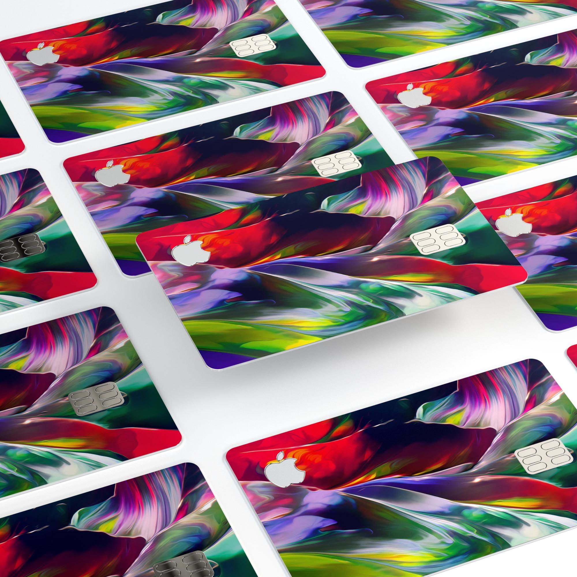 Blurred Abstract Flow V57 skin decal for Apple Card, showcasing a vibrant abstract design with a premium finish.