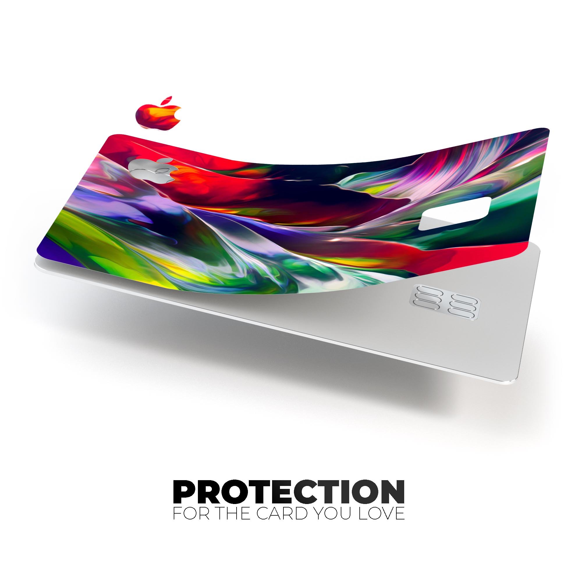 Blurred Abstract Flow V57 skin decal for Apple Card, showcasing a vibrant abstract design with a premium finish.