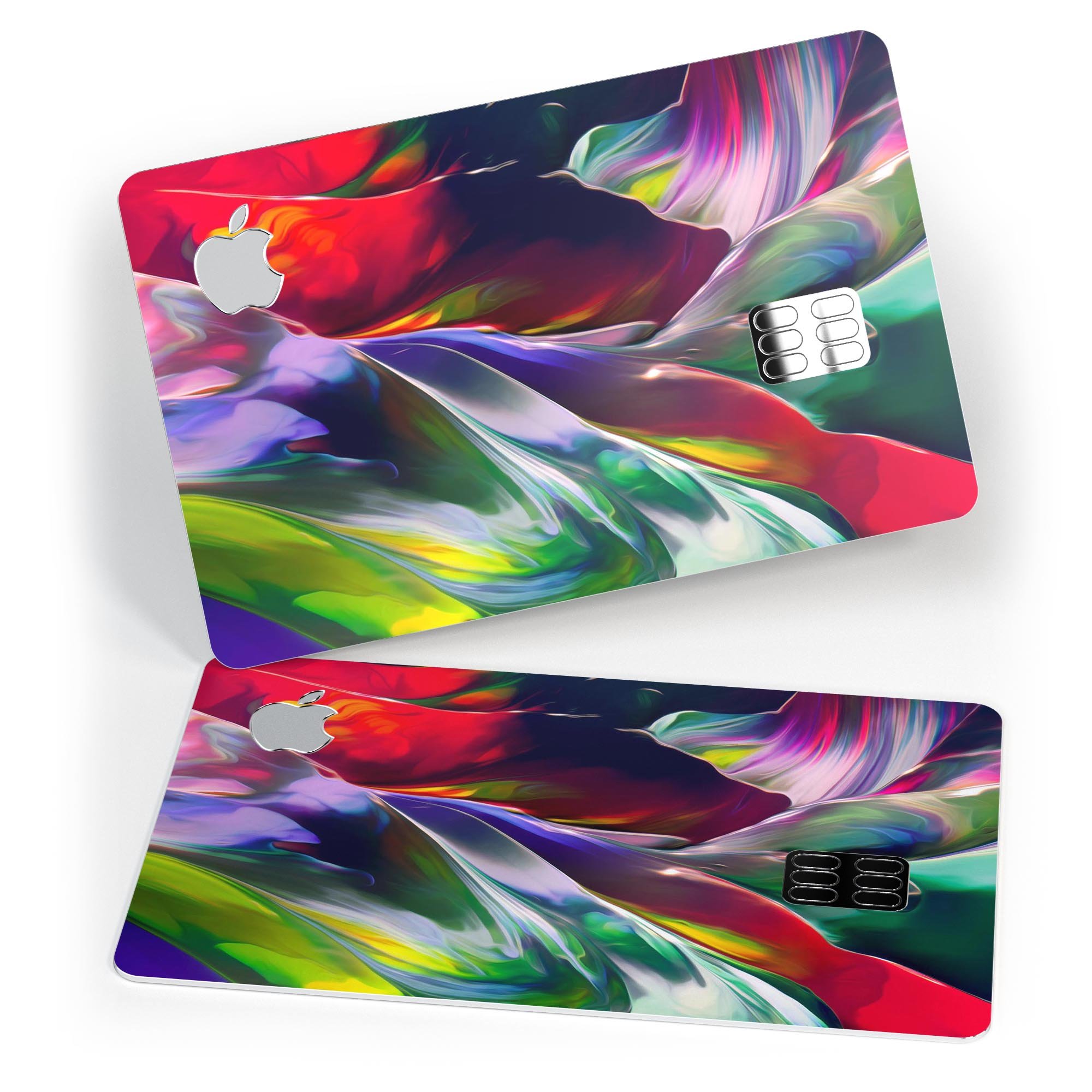 Blurred Abstract Flow V57 skin decal for Apple Card, showcasing a vibrant abstract design with a premium finish.