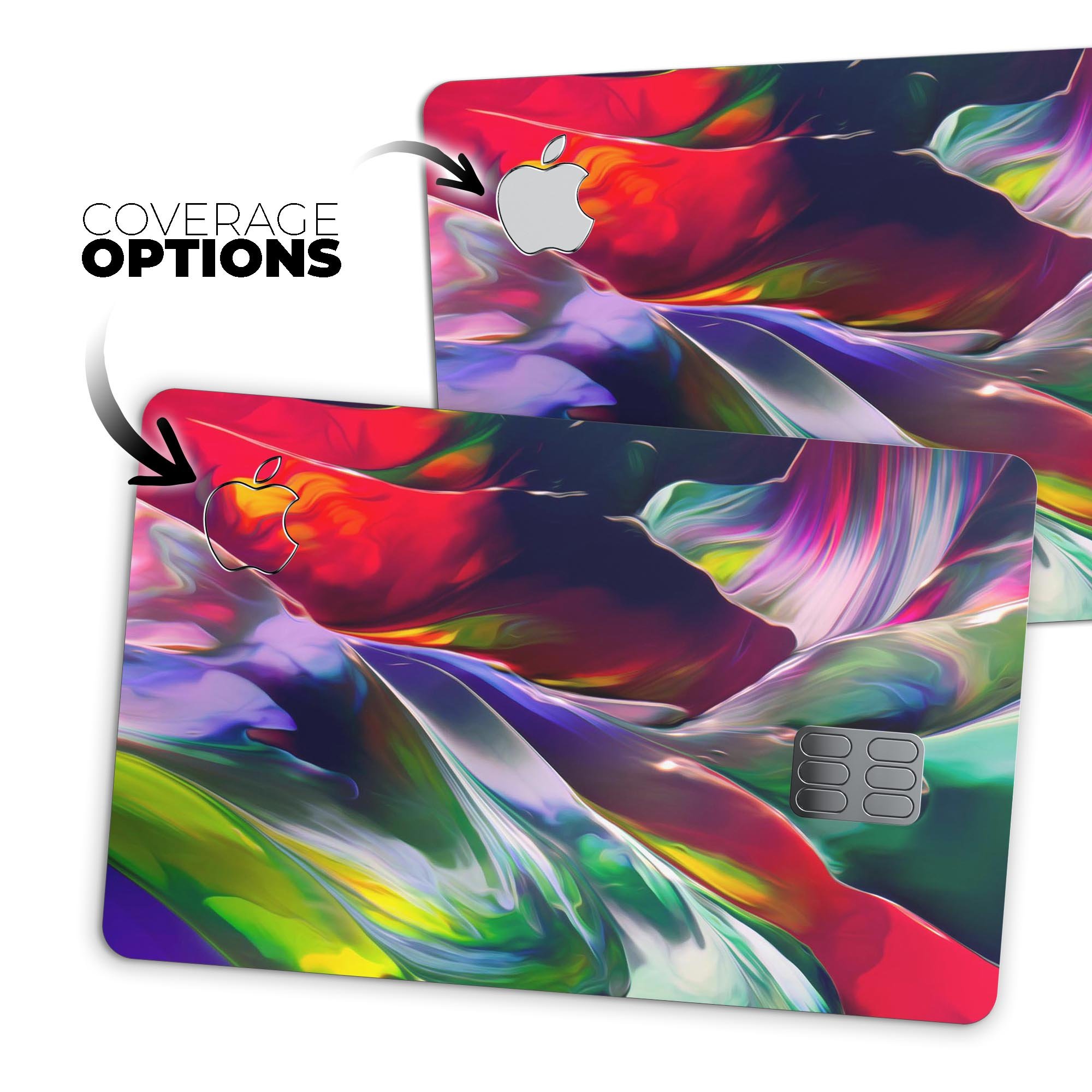 Blurred Abstract Flow V57 skin decal for Apple Card, showcasing a vibrant abstract design with a premium finish.