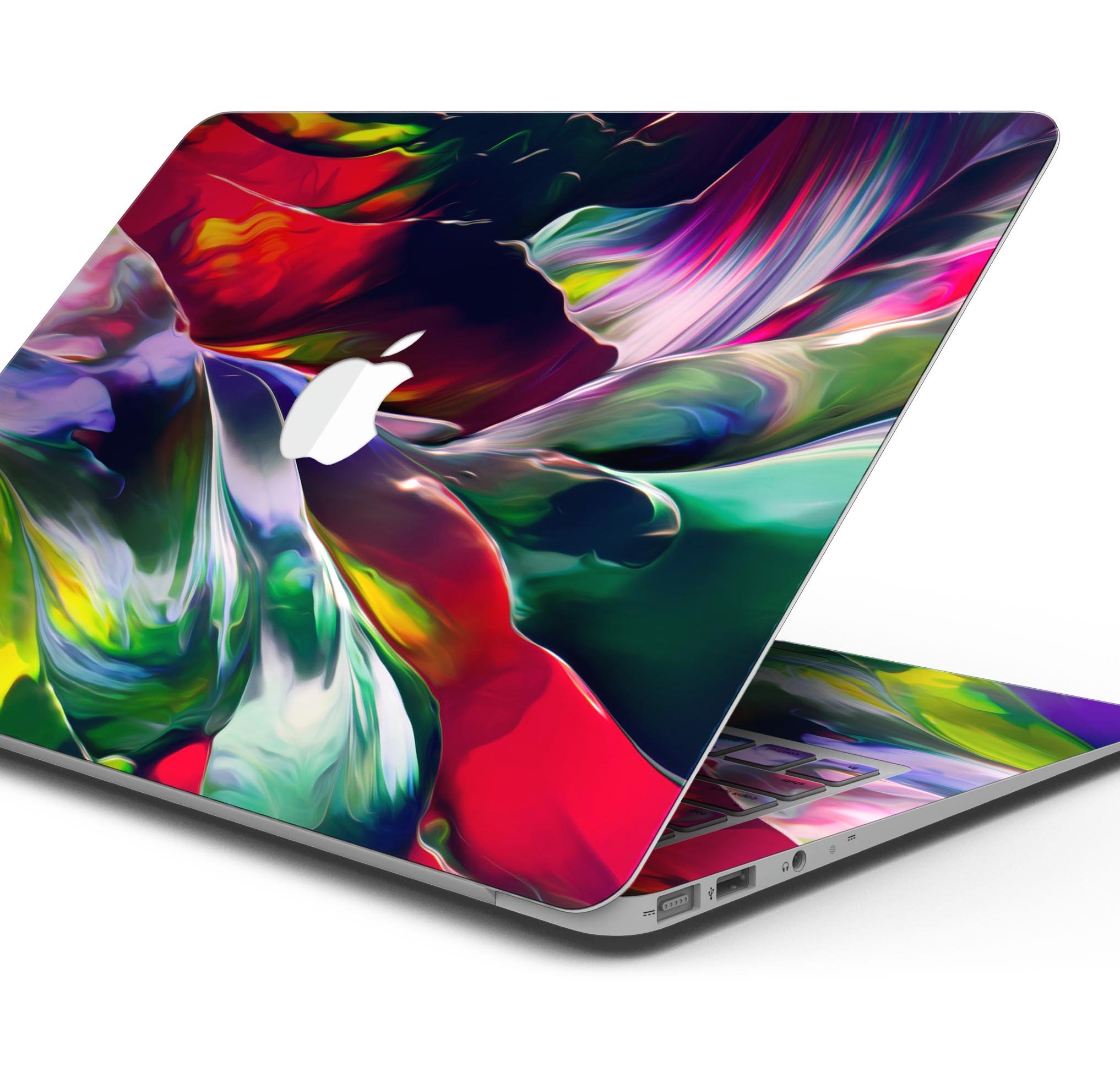 Blurred Abstract Flow V57 skin decal wrap kit for MacBook, showcasing vibrant colors and sleek design.