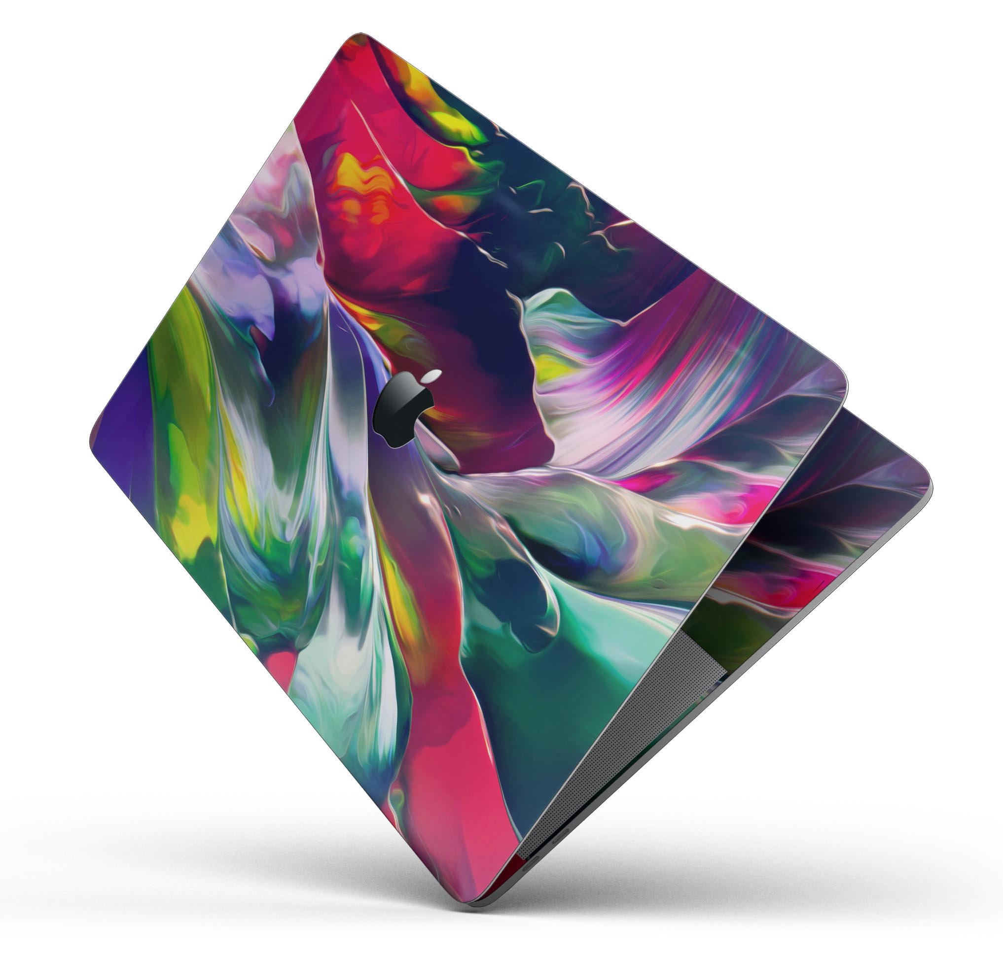 Blurred Abstract Flow V57 skin decal wrap kit for MacBook, showcasing vibrant colors and sleek design.