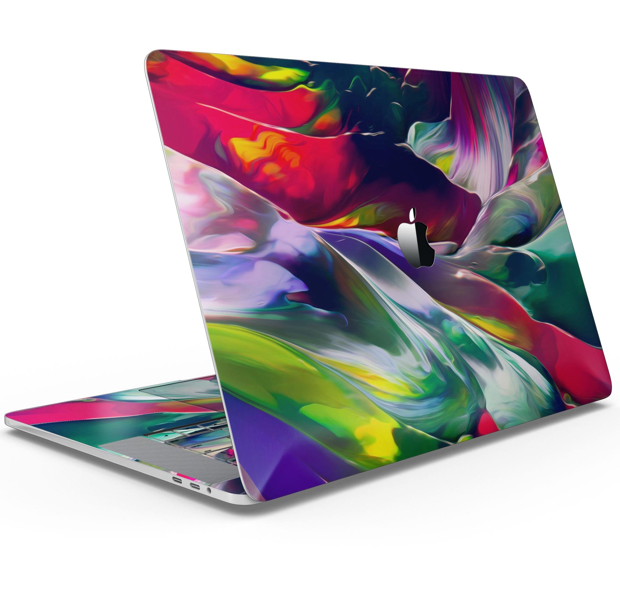 Blurred Abstract Flow V57 skin decal wrap kit for MacBook, showcasing vibrant colors and sleek design.