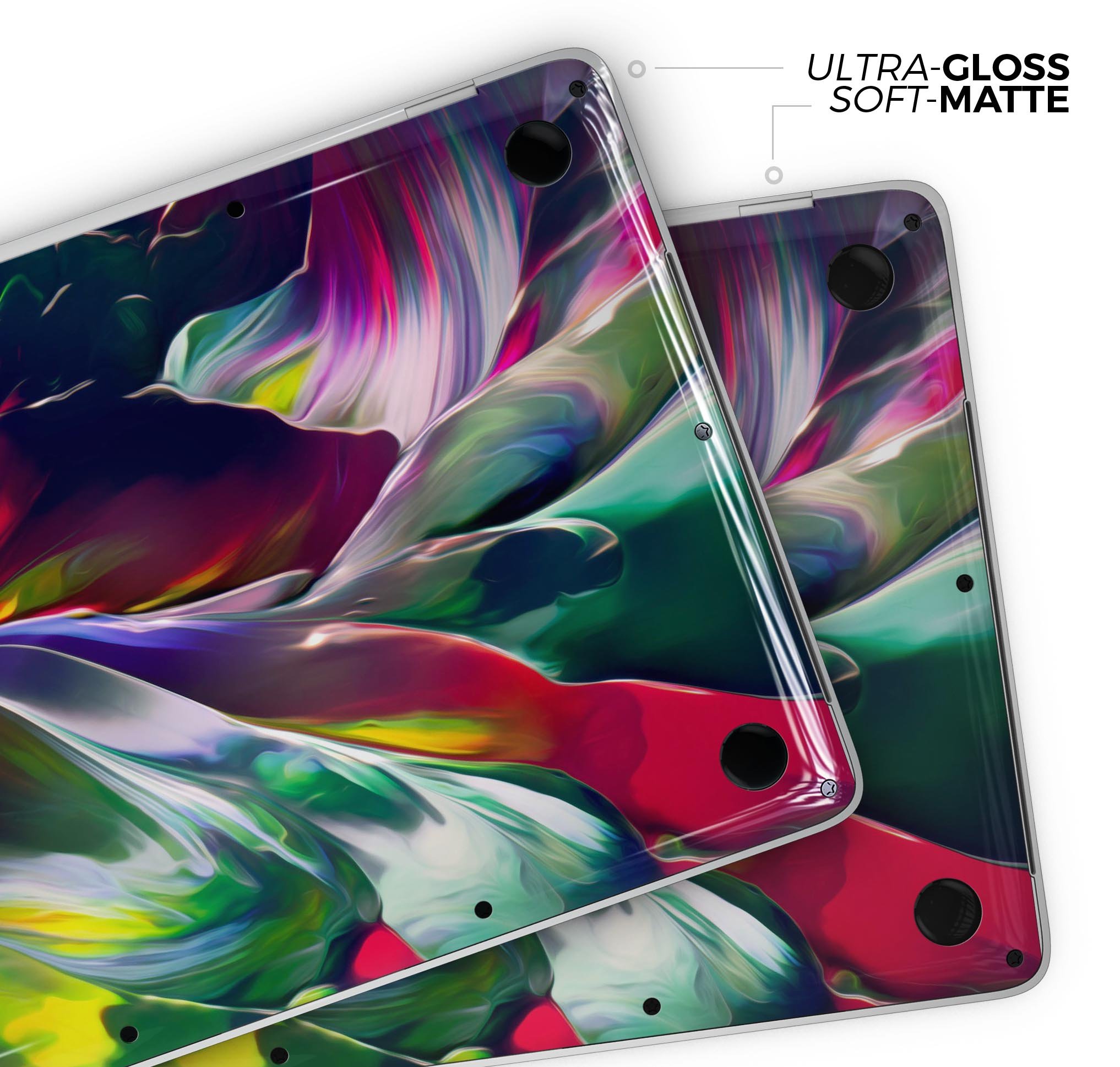 Blurred Abstract Flow V57 skin decal wrap kit for MacBook, showcasing vibrant colors and sleek design.