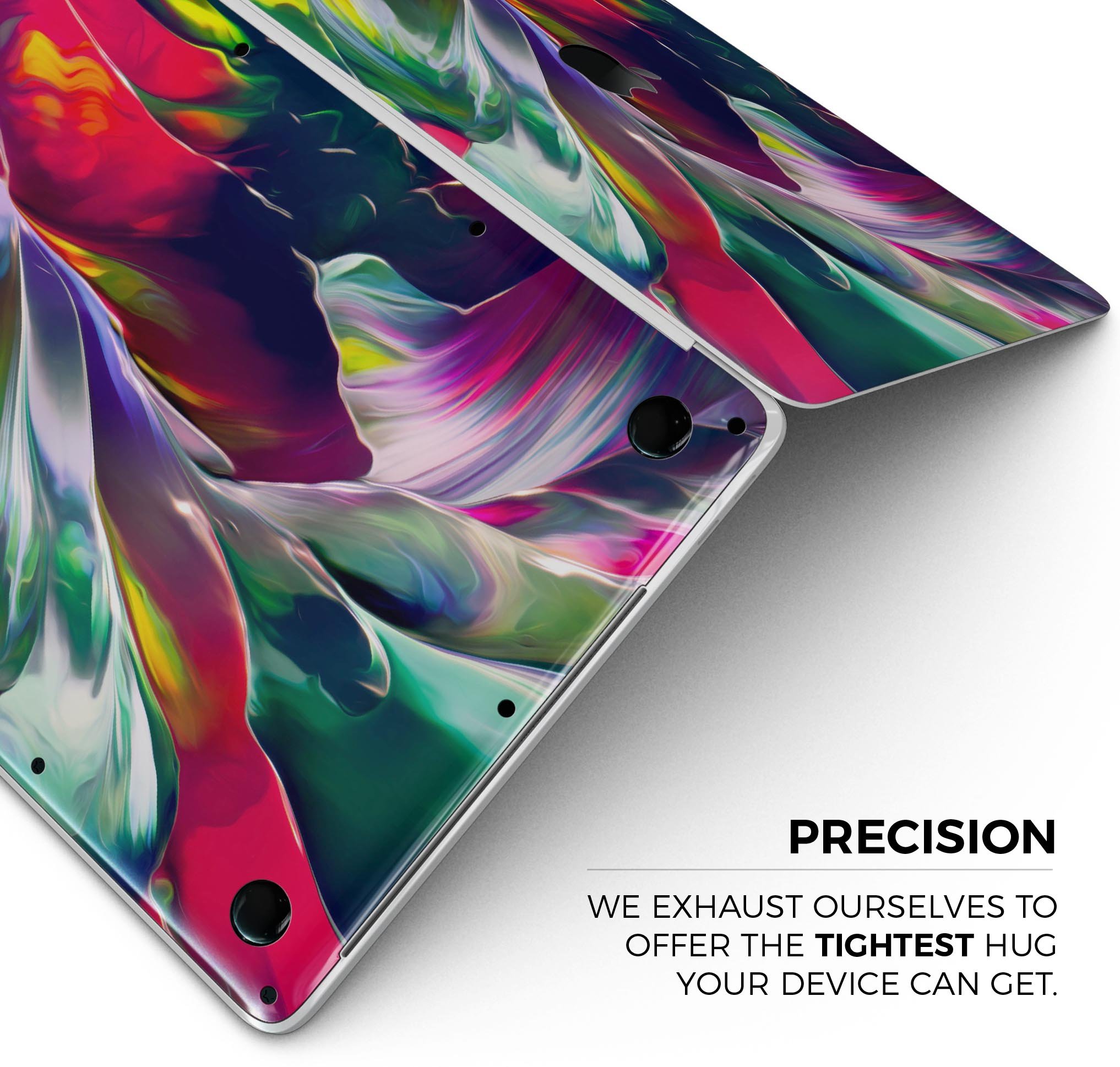 Blurred Abstract Flow V57 skin decal wrap kit for MacBook, showcasing vibrant colors and sleek design.