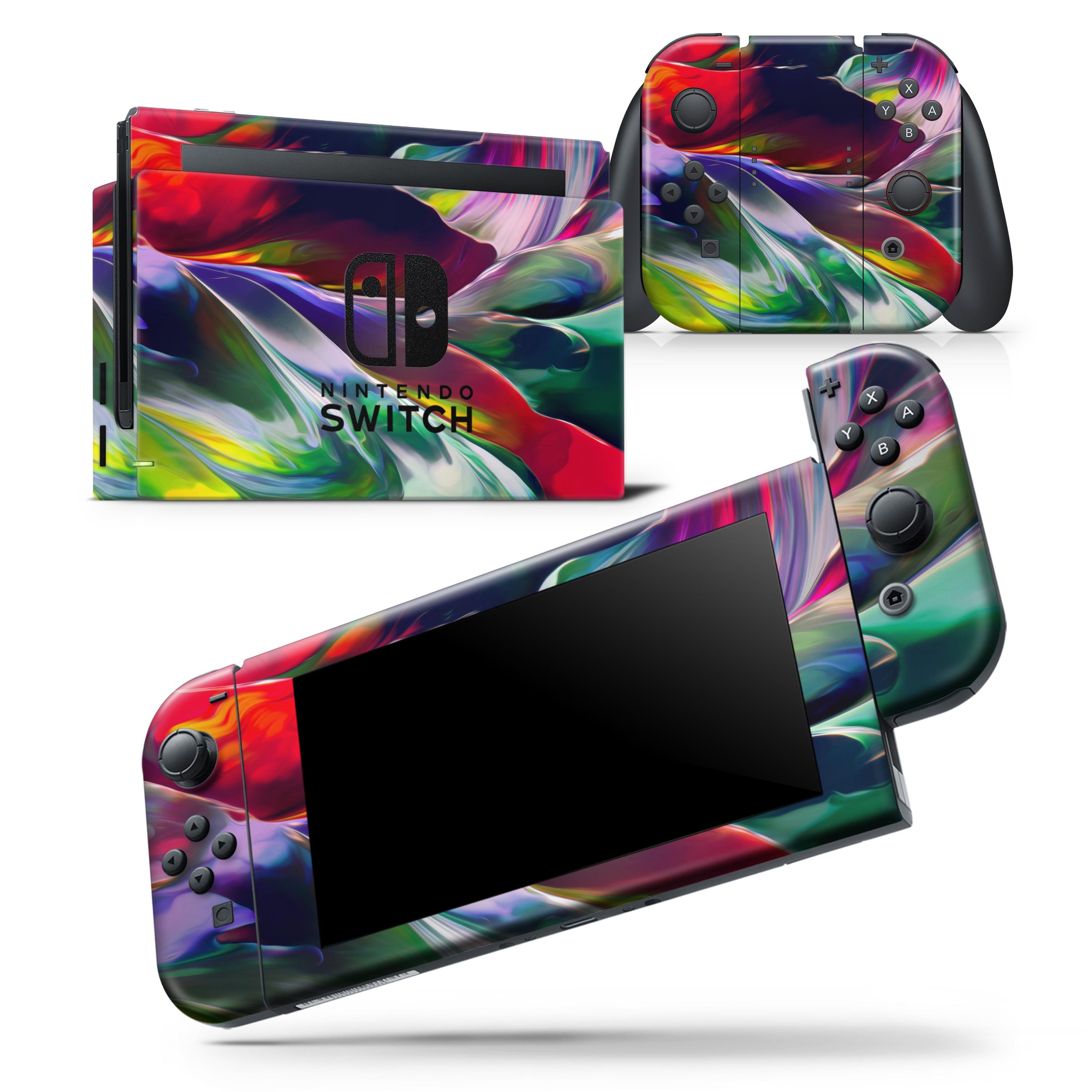 Blurred Abstract Flow V57 skin wrap decal for Nintendo Switch Lite, showcasing vibrant colors and a sleek design.