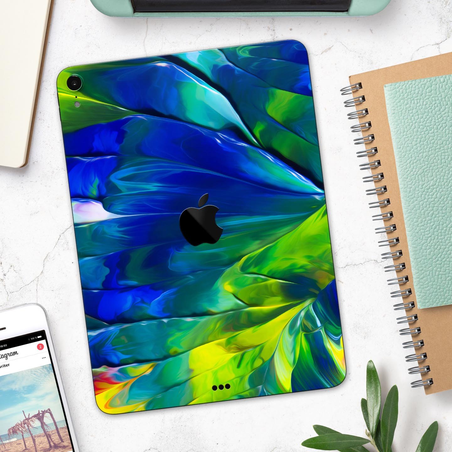 Blurred Abstract Flow V58 skin decal for Apple iPad, showcasing vibrant abstract design and premium 3M material.