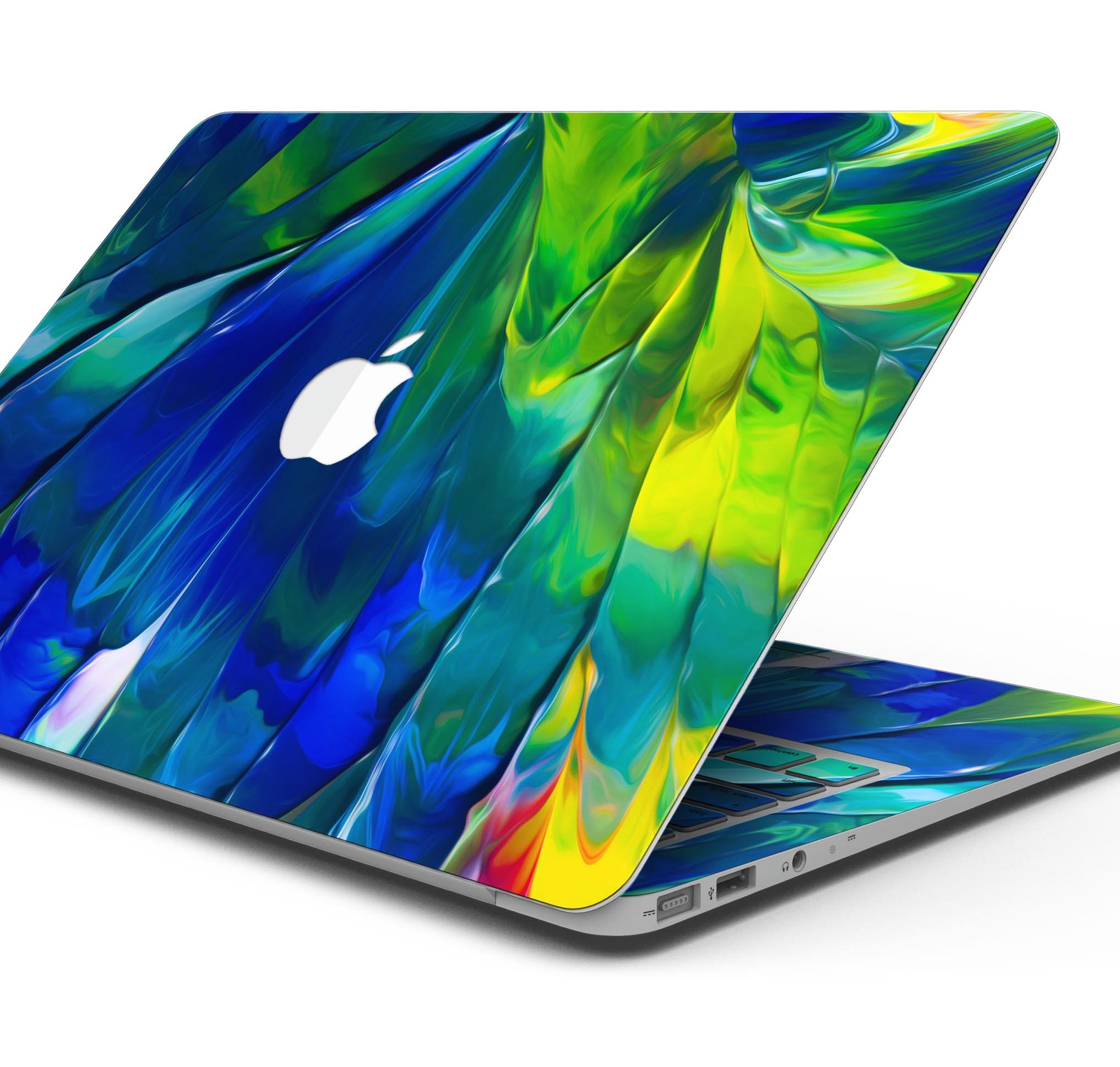 Blurred Abstract Flow V58 skin decal wrap kit for MacBook, showcasing vibrant abstract design and premium vinyl material.