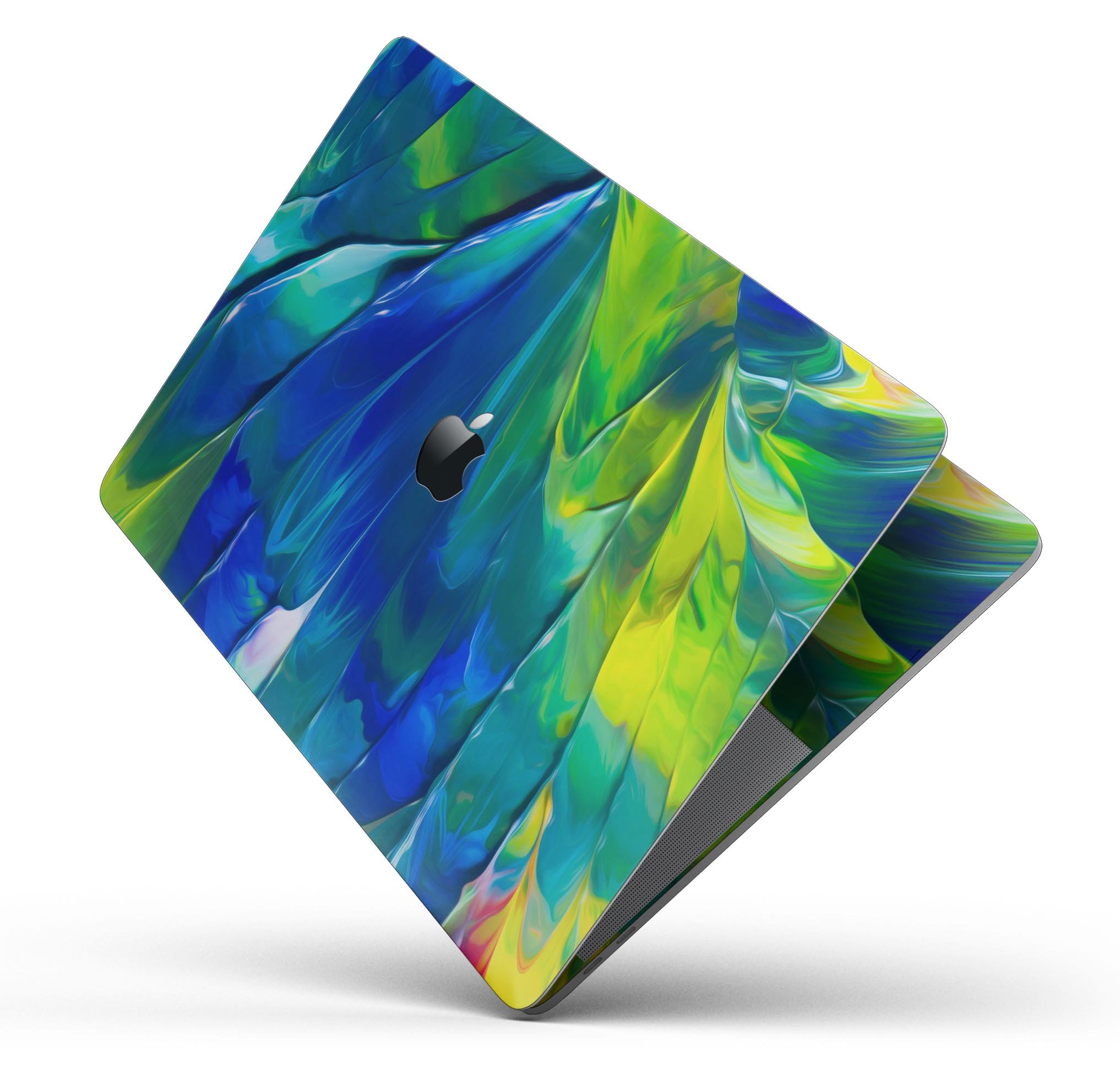 Blurred Abstract Flow V58 skin decal wrap kit for MacBook, showcasing vibrant abstract design and premium vinyl material.