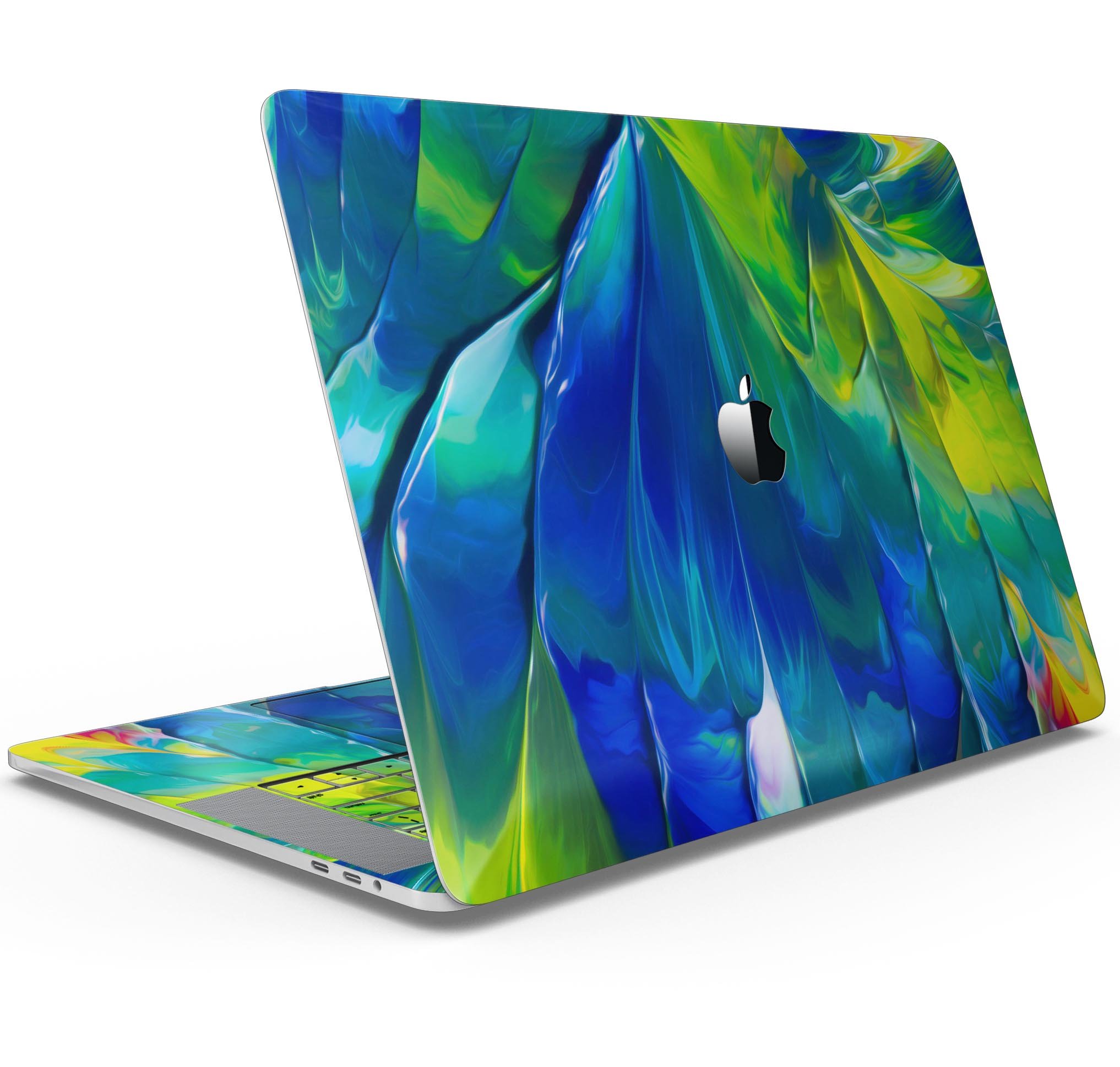 Blurred Abstract Flow V58 skin decal wrap kit for MacBook, showcasing vibrant abstract design and premium vinyl material.