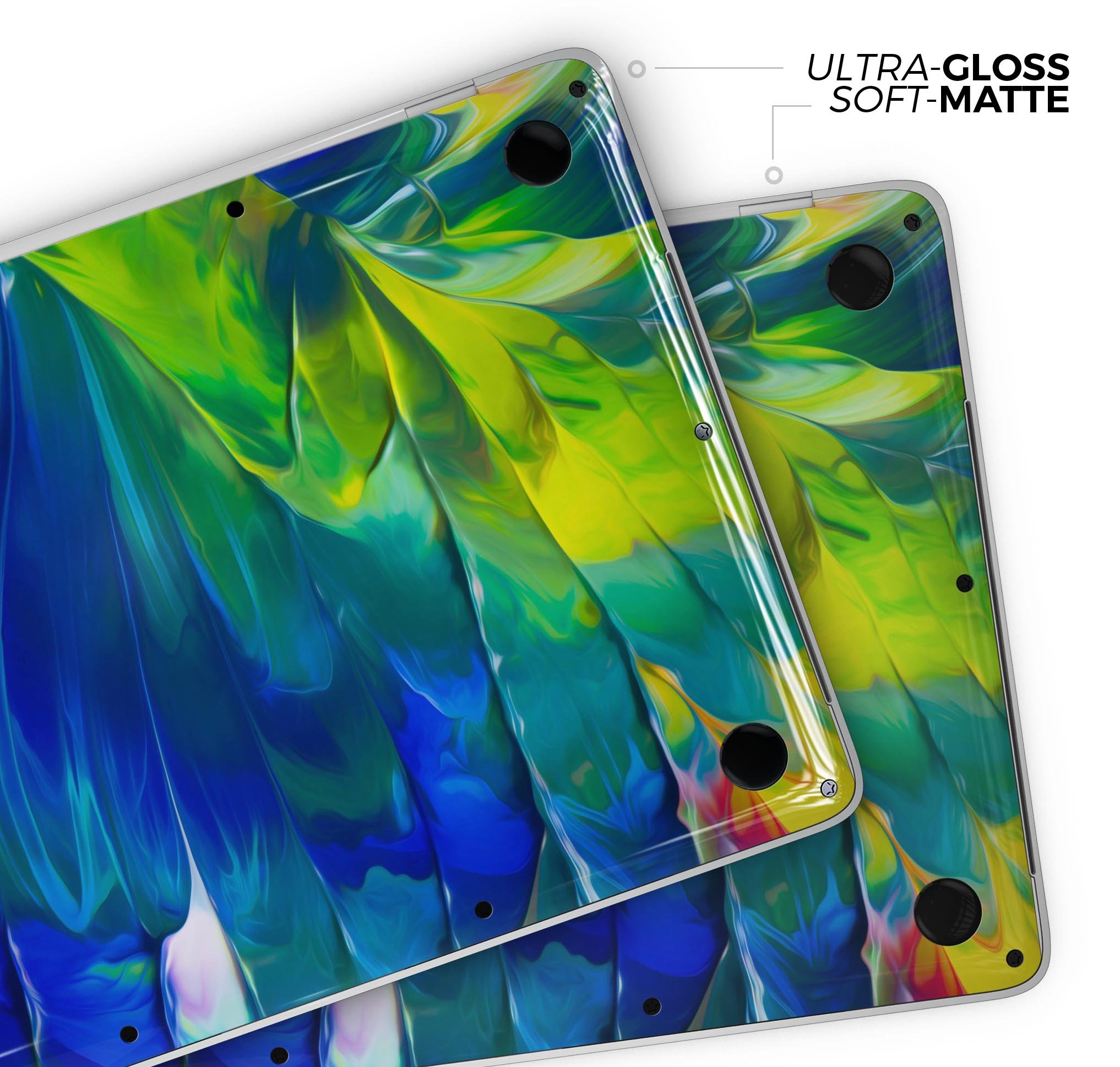 Blurred Abstract Flow V58 skin decal wrap kit for MacBook, showcasing vibrant abstract design and premium vinyl material.