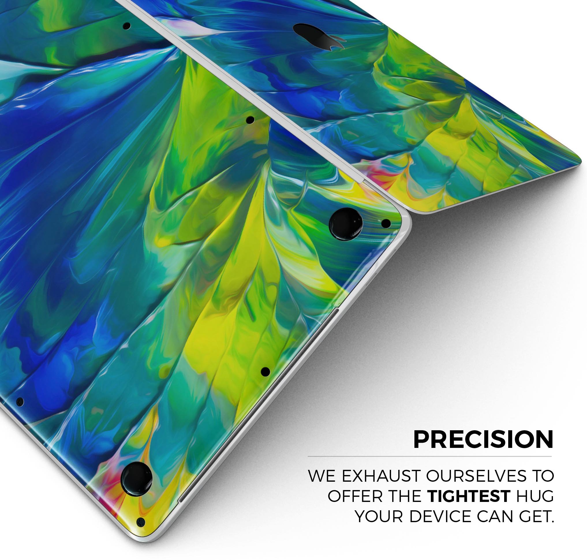 Blurred Abstract Flow V58 skin decal wrap kit for MacBook, showcasing vibrant abstract design and premium vinyl material.