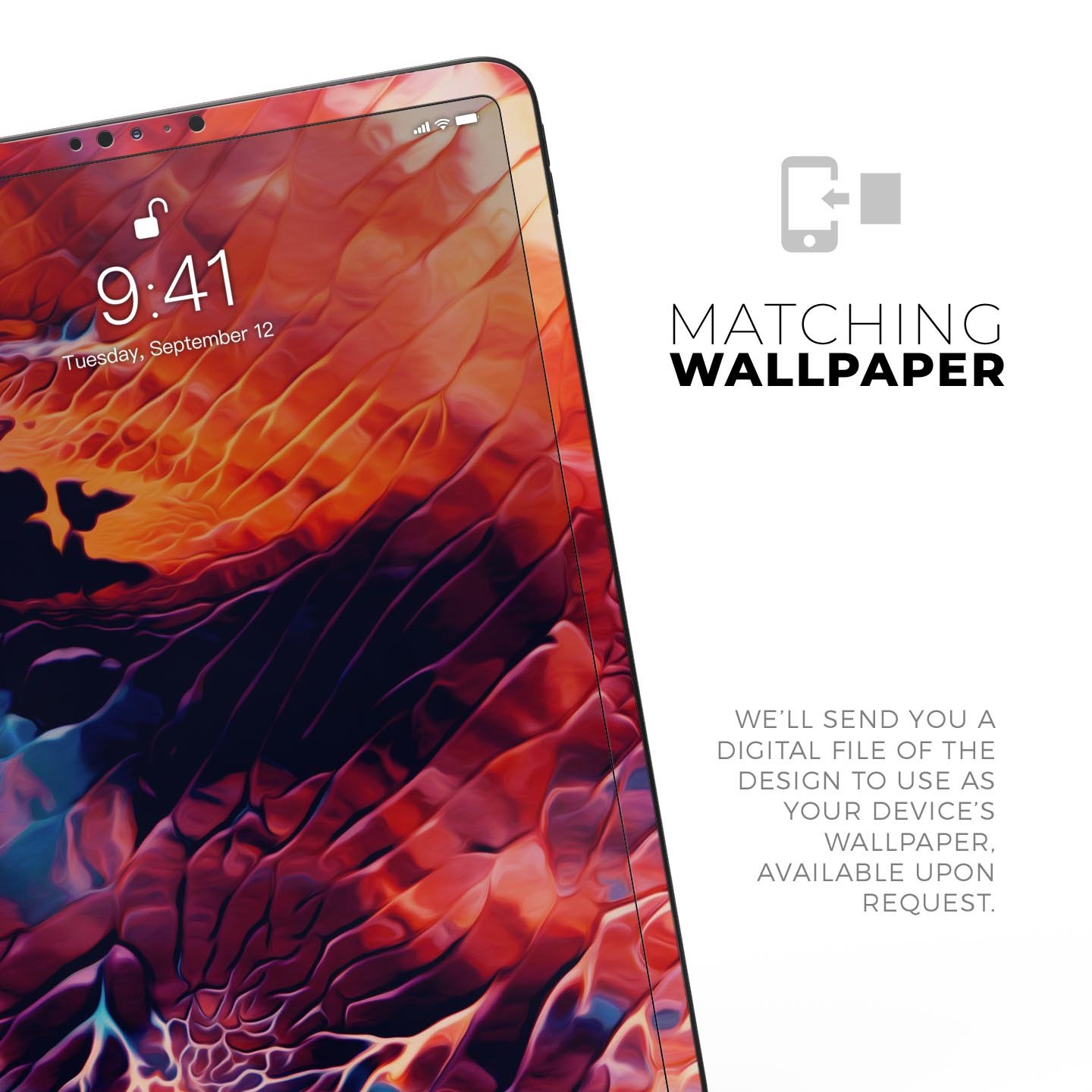 Blurred Abstract Flow V59 skin decal for Apple iPad, showcasing a vibrant abstract design with a smooth finish.