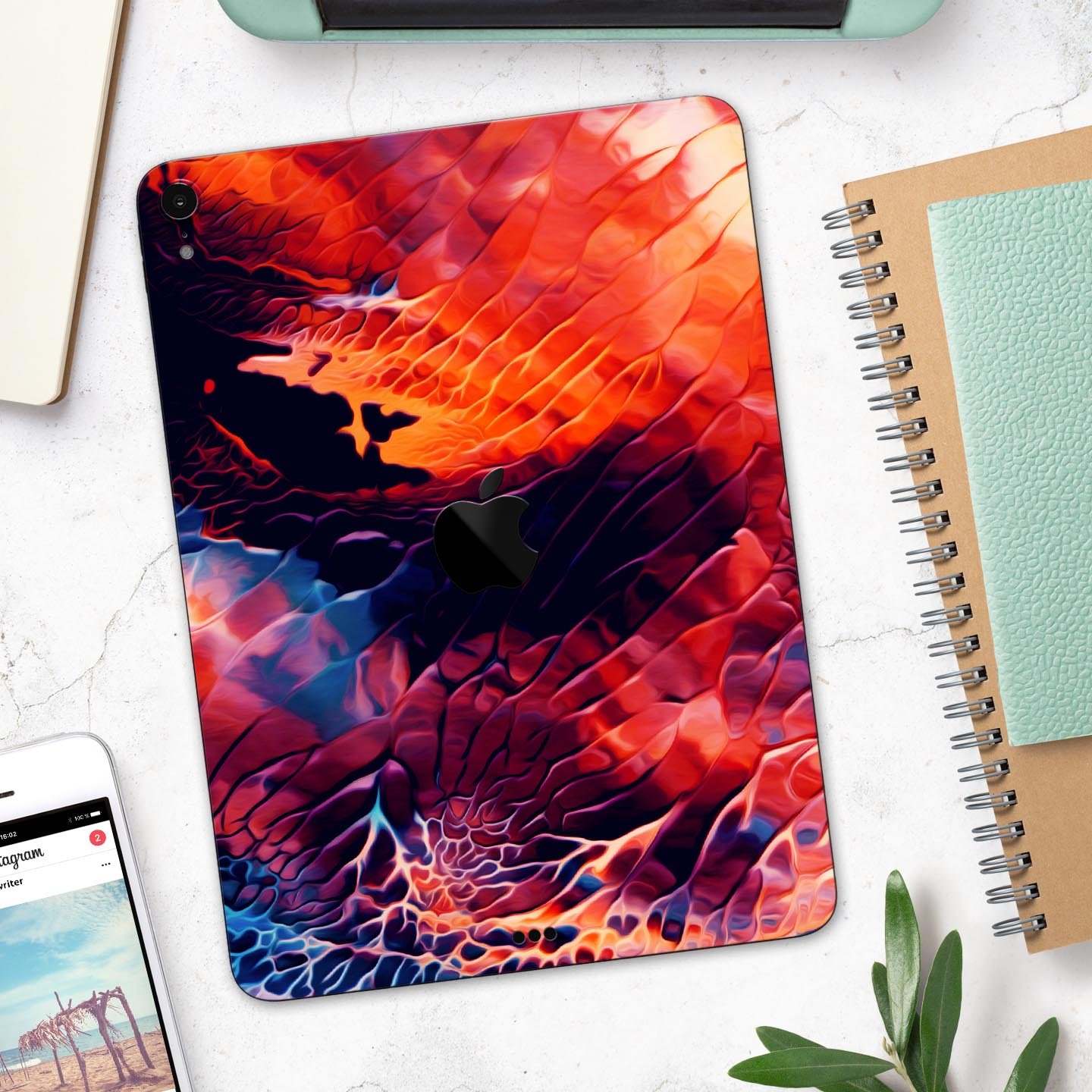 Blurred Abstract Flow V59 skin decal for Apple iPad, showcasing a vibrant abstract design with a smooth finish.