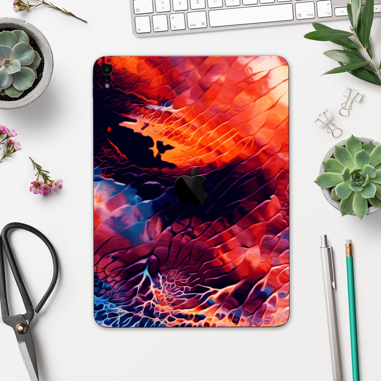 Blurred Abstract Flow V59 skin decal for Apple iPad, showcasing a vibrant abstract design with a smooth finish.