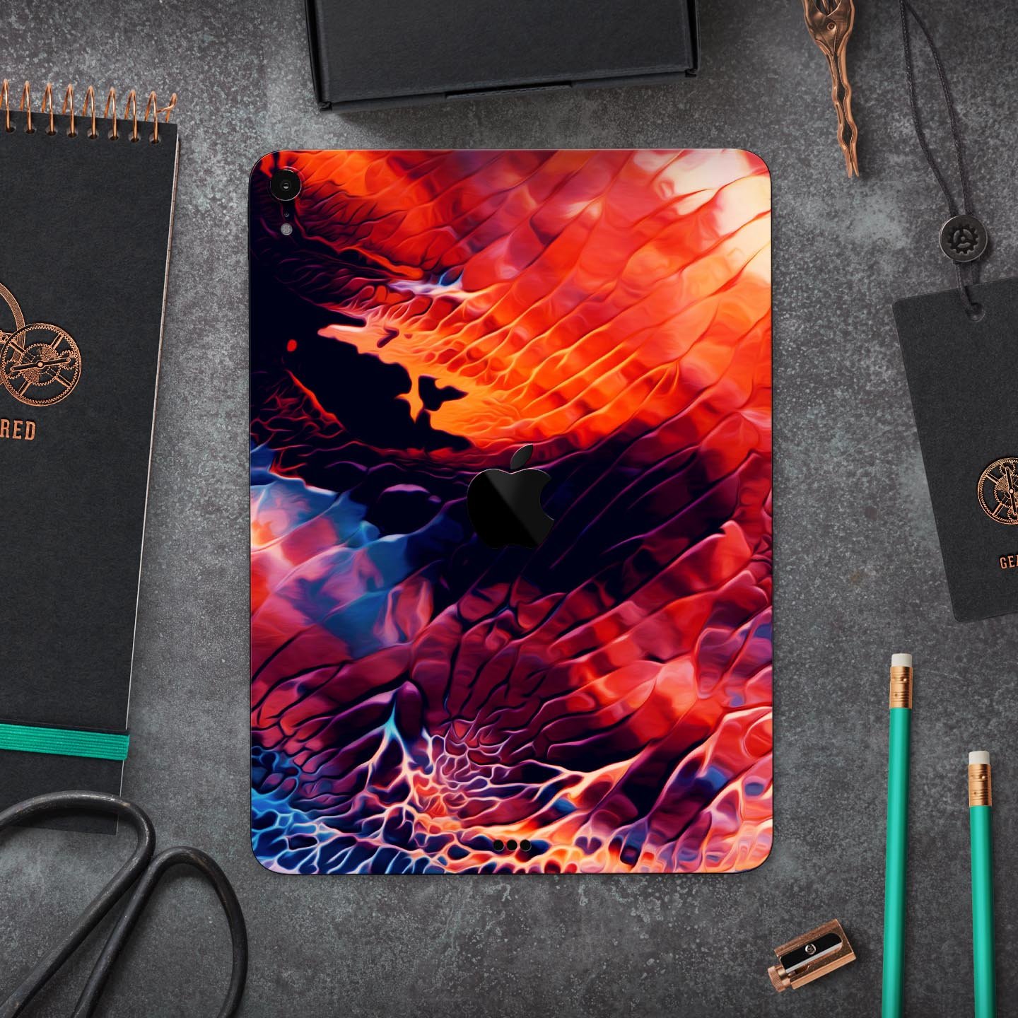 Blurred Abstract Flow V59 skin decal for Apple iPad, showcasing a vibrant abstract design with a smooth finish.