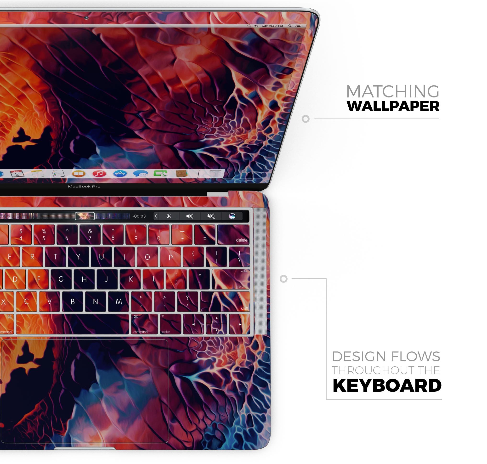 Blurred Abstract Flow V59 skin decal wrap kit for Apple MacBook, showcasing vibrant abstract design and premium vinyl material.