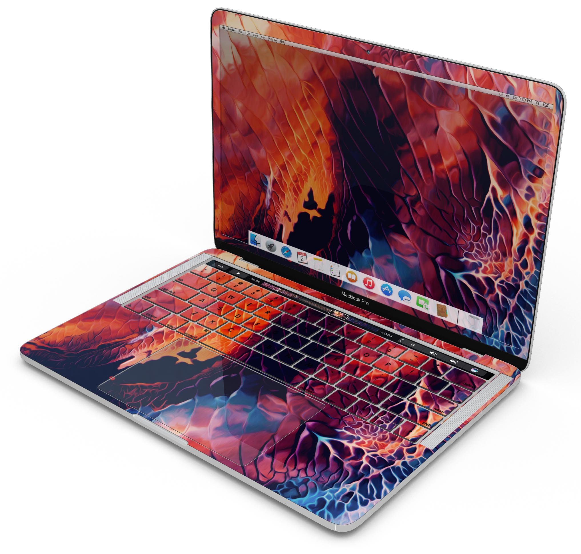 Blurred Abstract Flow V59 skin decal wrap kit for Apple MacBook, showcasing vibrant abstract design and premium vinyl material.